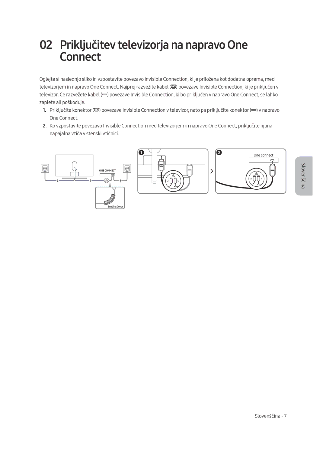 Samsung QE55Q7CAMTXSQ, QE55Q7CAMTXXH, QE55Q7CAMTXZG, QE49Q7CAMTXZG manual Priključitev televizorja na napravo One Connect 