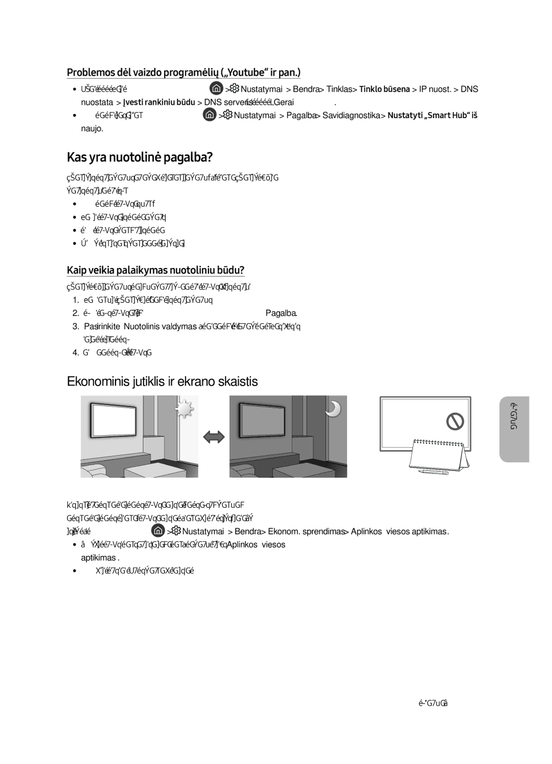 Samsung QE49Q7CAMTXZG, QE55Q7CAMTXXH manual Kas yra nuotolinė pagalba?, Ekonominis jutiklis ir ekrano skaistis, Naujo 