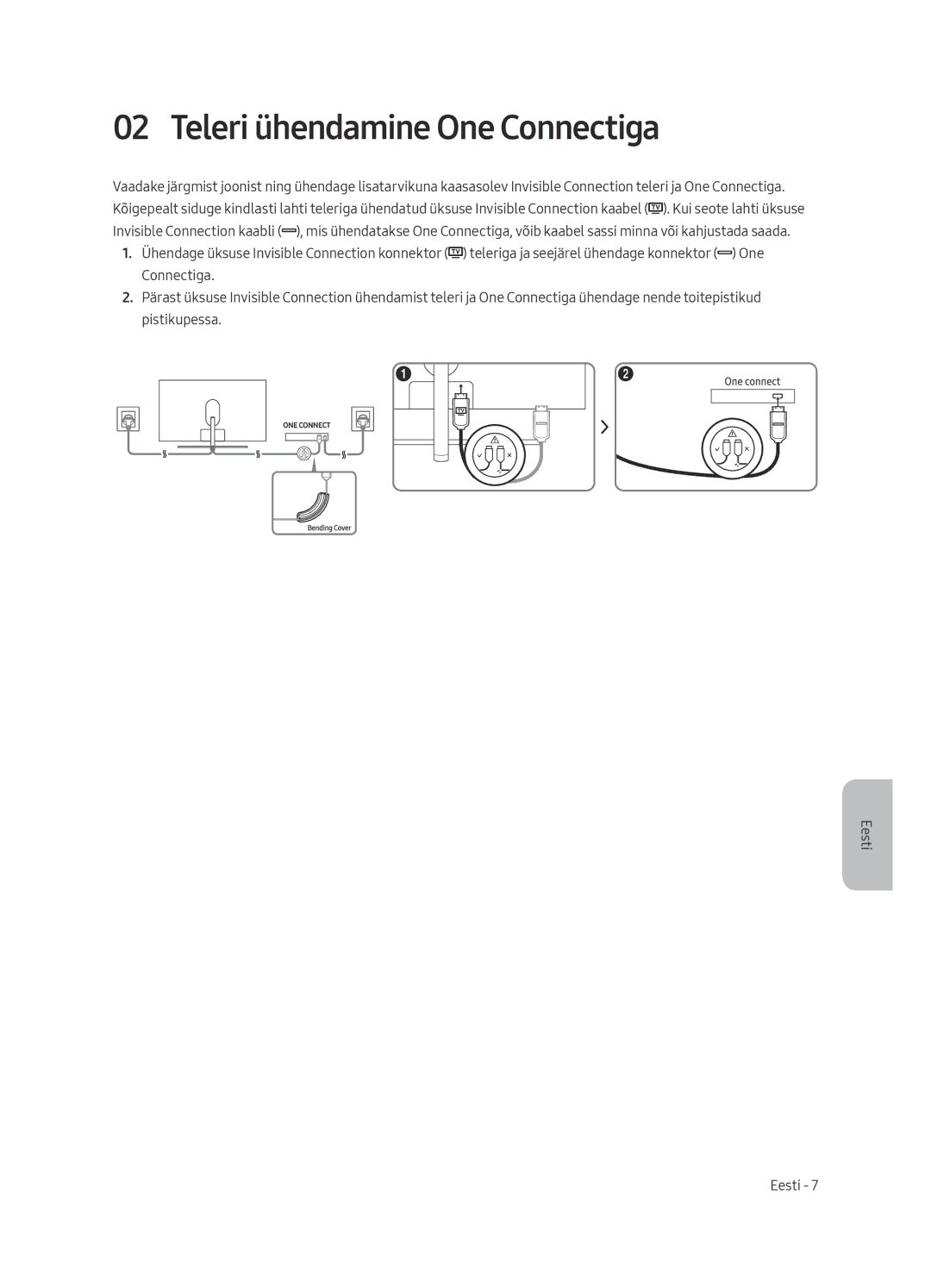 Samsung QE65Q7CAMTXSQ, QE55Q7CAMTXXH, QE55Q7CAMTXZG, QE49Q7CAMTXZG, QE65Q7CAMTXXH manual Teleri ühendamine One Connectiga 