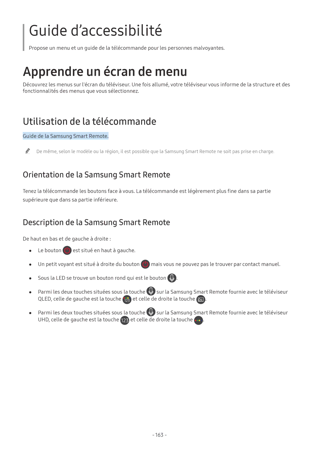 Samsung UE75NU7175UXXC, QE55Q8CNATXXC manual Utilisation de la télécommande, Orientation de la Samsung Smart Remote, 163 