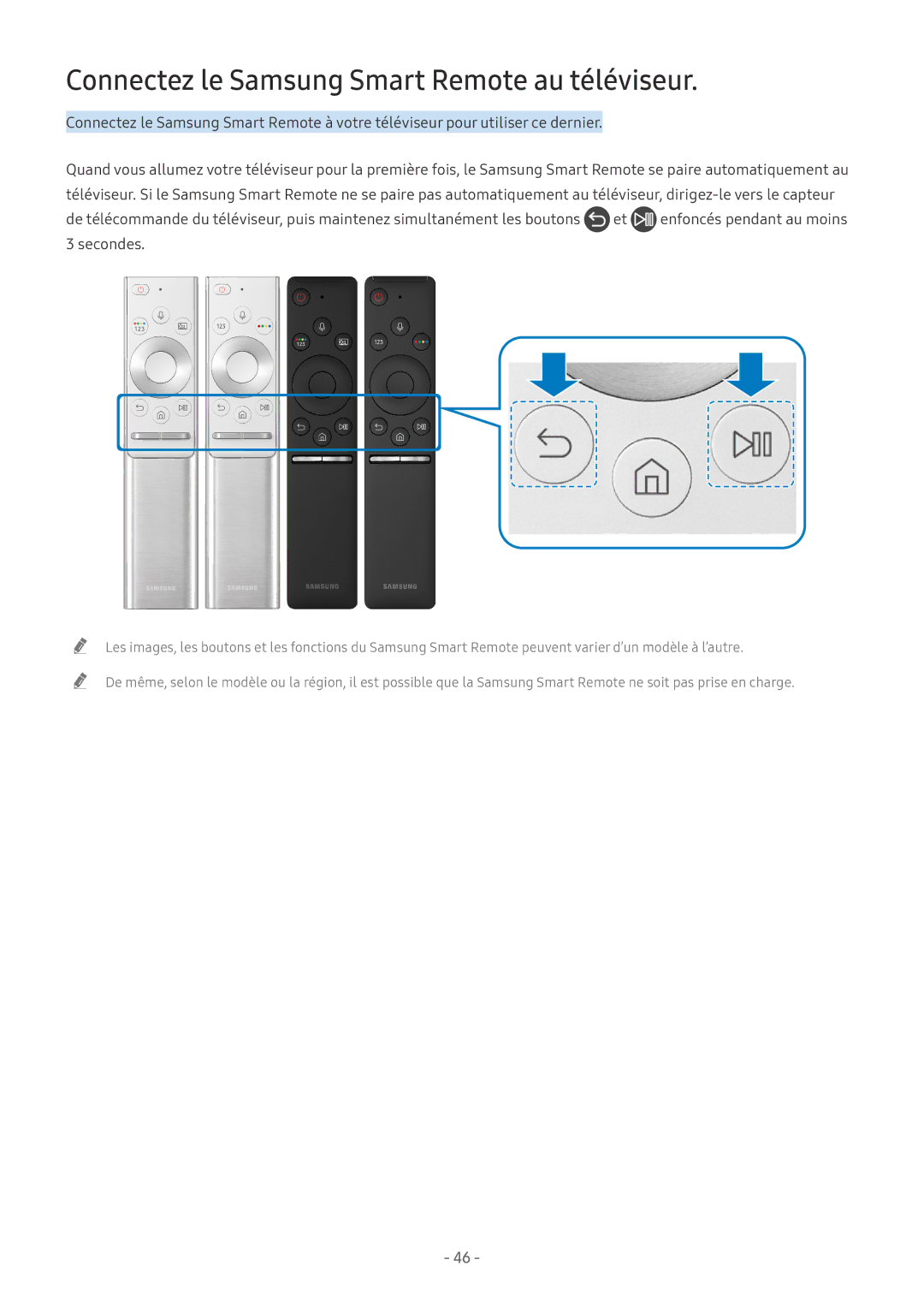 Samsung QE65Q7FNATXXC, QE55Q8CNATXXC, UE49NU7105KXXC, UE55NU8005TXXC manual Connectez le Samsung Smart Remote au téléviseur 