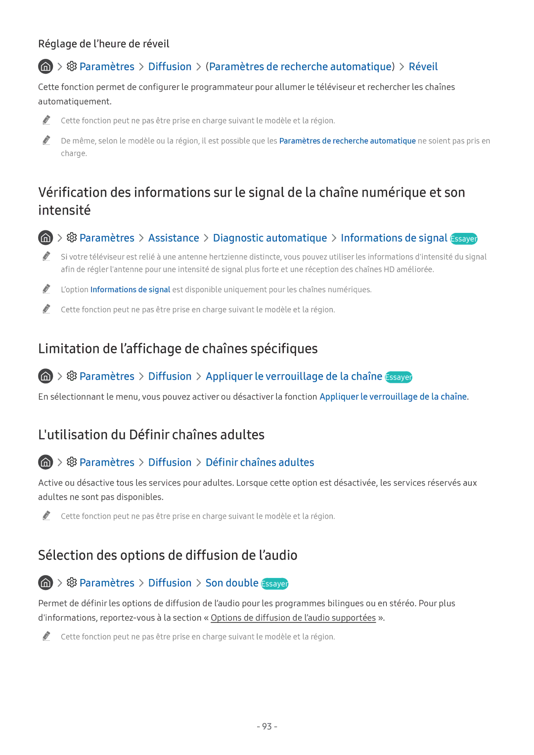 Samsung QE75Q9FNATXXC manual Limitation de l’affichage de chaînes spécifiques, Lutilisation du Définir chaînes adultes 