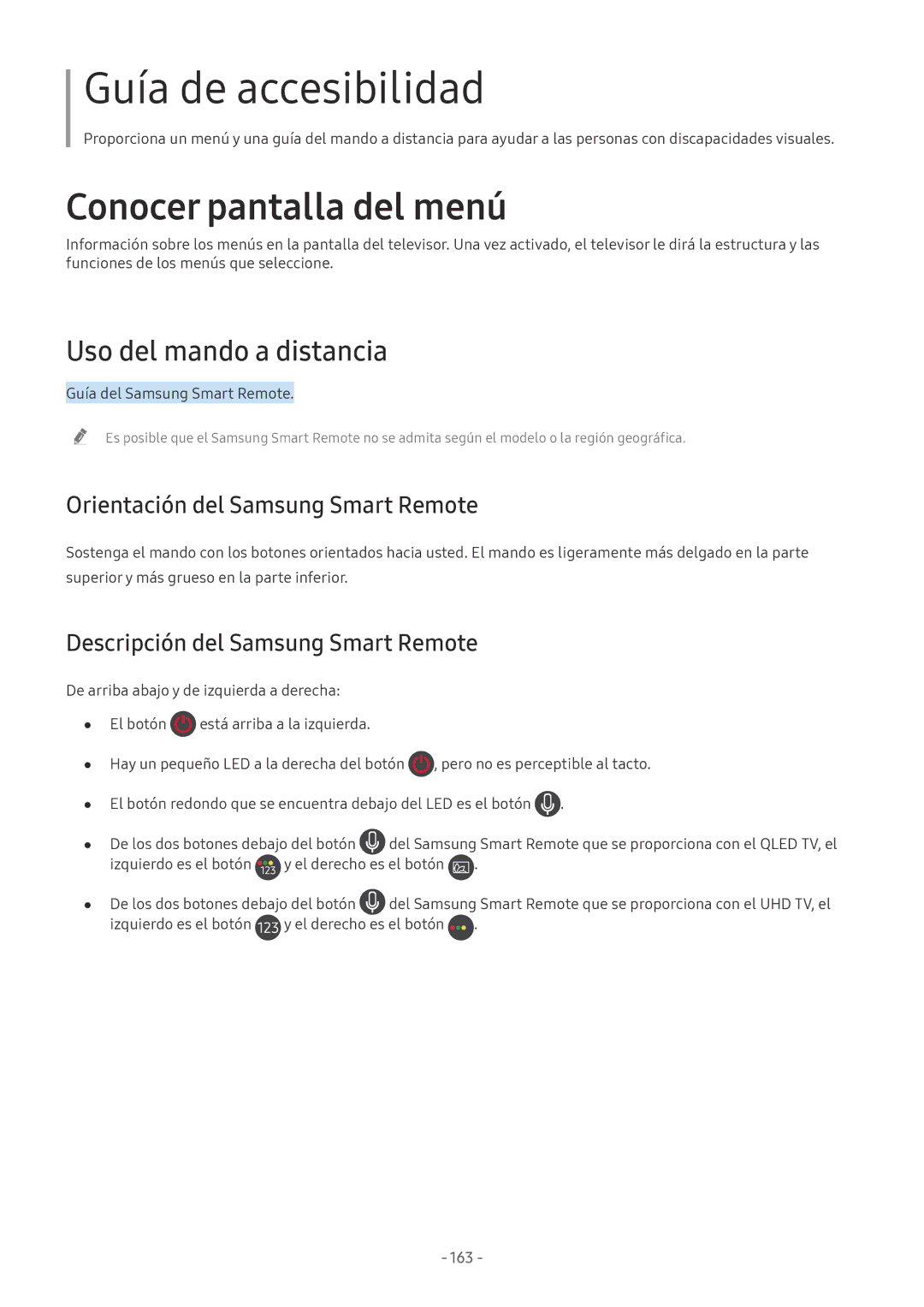 Samsung UE55NU7305KXXC, QE55Q8CNATXXC, UE49NU7105KXXC Uso del mando a distancia, Orientación del Samsung Smart Remote, 163 