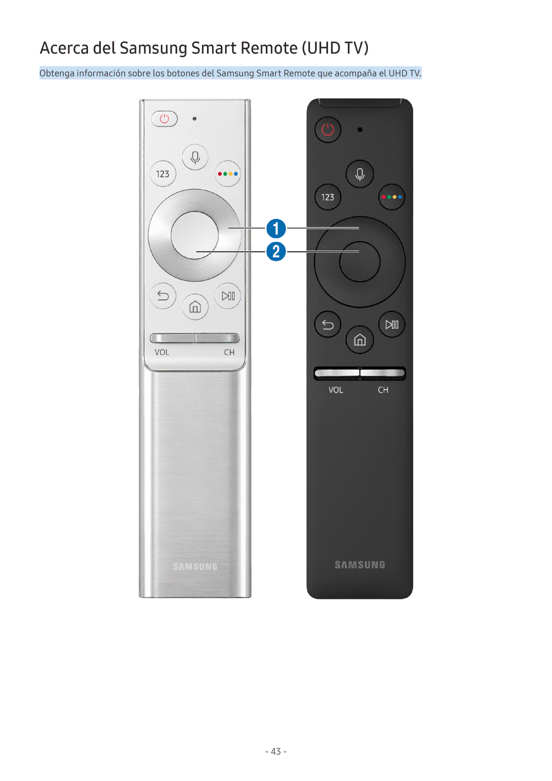 Samsung QE55Q7FNATXXC, QE55Q8CNATXXC, UE49NU7105KXXC, UE55NU8005TXXC, UE49NU8005TXXC Acerca del Samsung Smart Remote UHD TV 