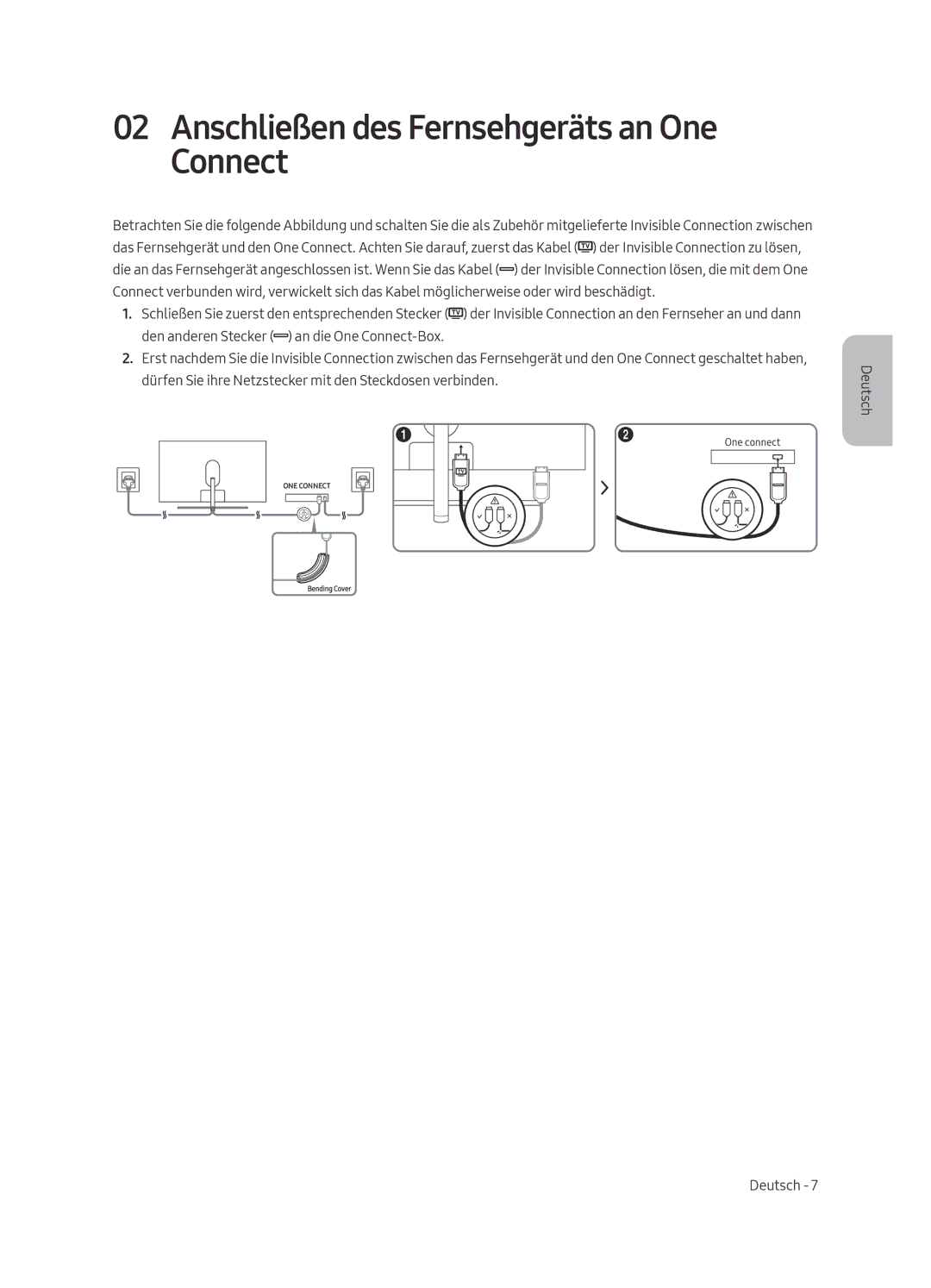 Samsung QE65Q8FAMTXXH, QE55Q8FAMTXZG, QE55Q8FAMTXXC, QE65Q8FAMTXZT manual Anschließen des Fernsehgeräts an One Connect 