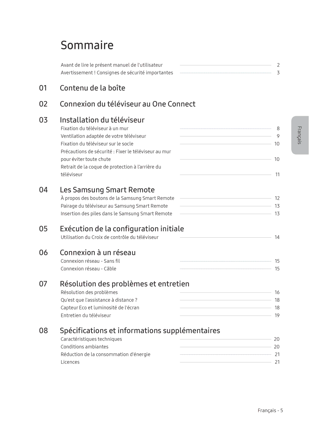 Samsung QE65Q9FNATXXH, QE55Q9FNATXXH manual Sommaire 