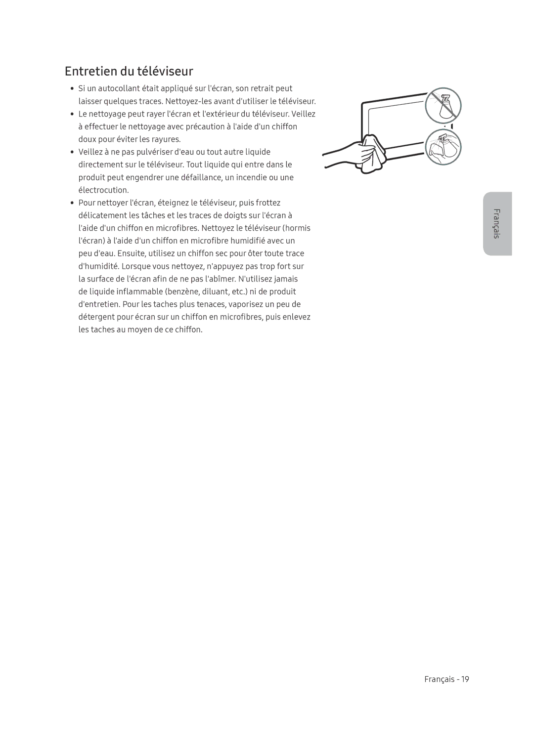 Samsung QE65Q9FNATXXH, QE55Q9FNATXXH manual Entretien du téléviseur 