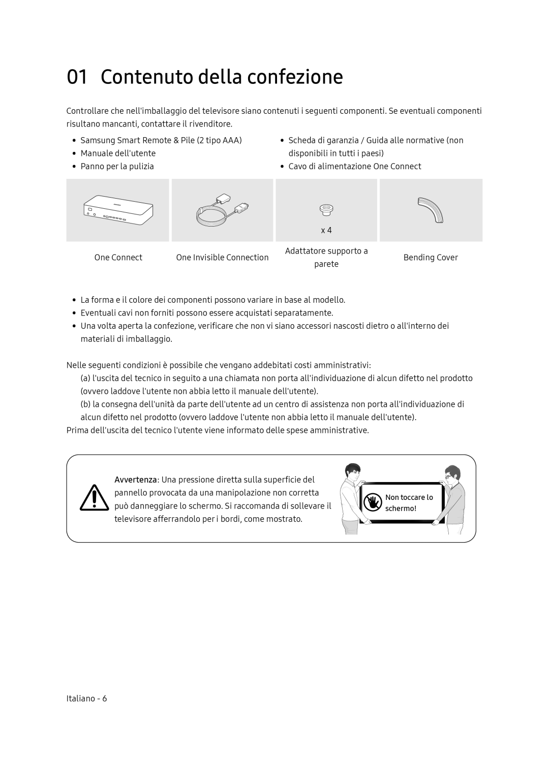 Samsung QE55Q9FNATXXH, QE65Q9FNATXXH manual Contenuto della confezione 