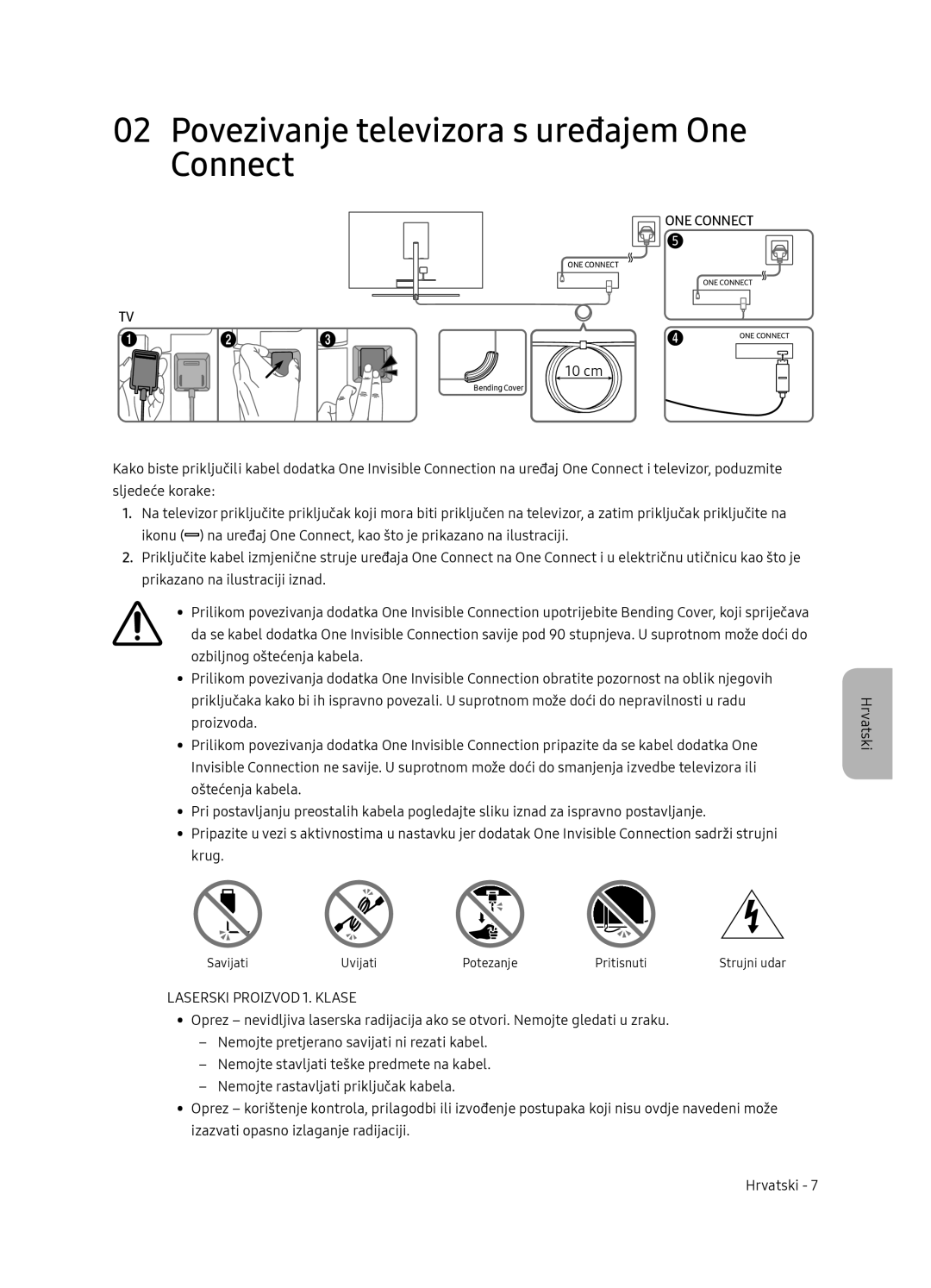 Samsung QE55Q9FNATXXH, QE75Q9FNATXXH manual Povezivanje televizora s uređajem One Connect, Laserski Proizvod 1. Klase 