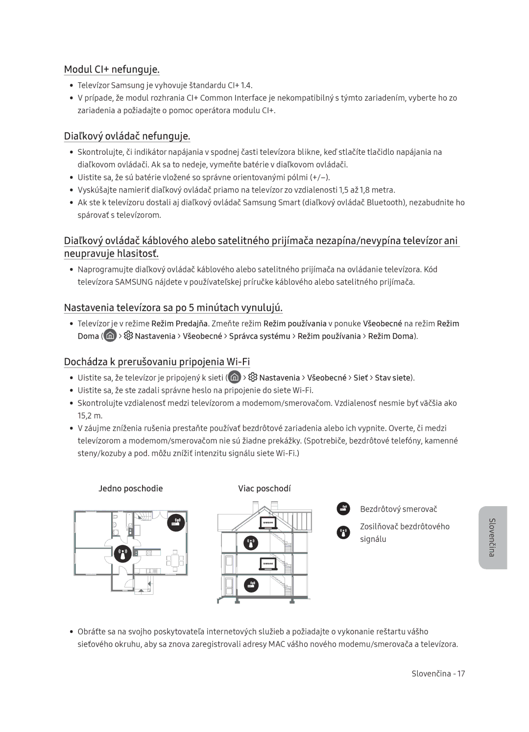 Samsung QE55Q9FNATXXH Modul CI+ nefunguje, Diaľkový ovládač nefunguje, Nastavenia televízora sa po 5 minútach vynulujú 