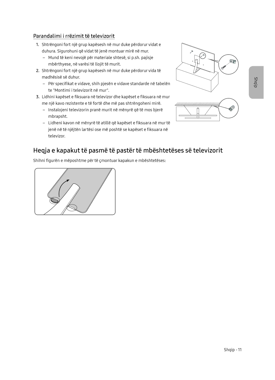 Samsung QE55Q9FNATXXH, QE75Q9FNATXXH, QE65Q9FNATXXH manual Parandalimi i rrëzimit të televizorit 