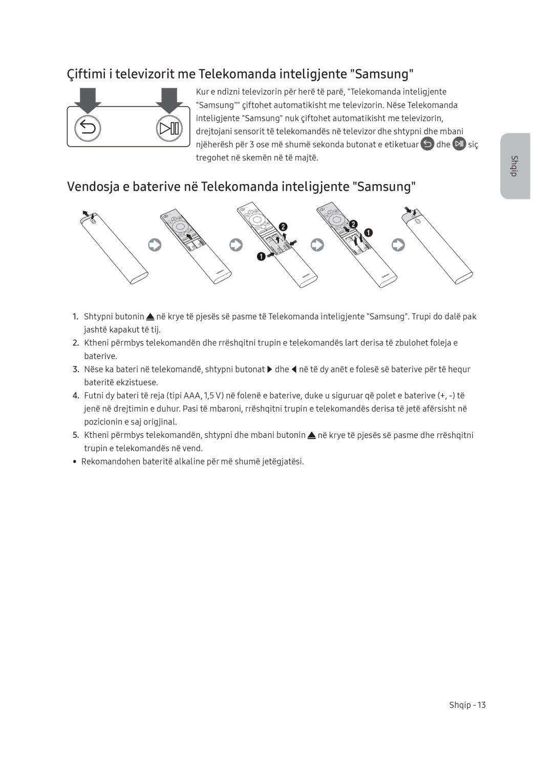 Samsung QE65Q9FNATXXH, QE55Q9FNATXXH, QE75Q9FNATXXH manual Çiftimi i televizorit me Telekomanda inteligjente Samsung 