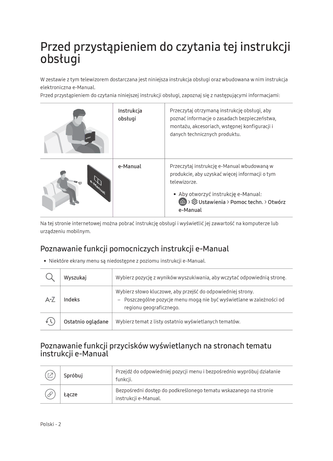 Samsung QE75Q9FNATXXH, QE55Q9FNATXXH, QE65Q9FNATXXH manual Przed przystąpieniem do czytania tej instrukcji obsługi 