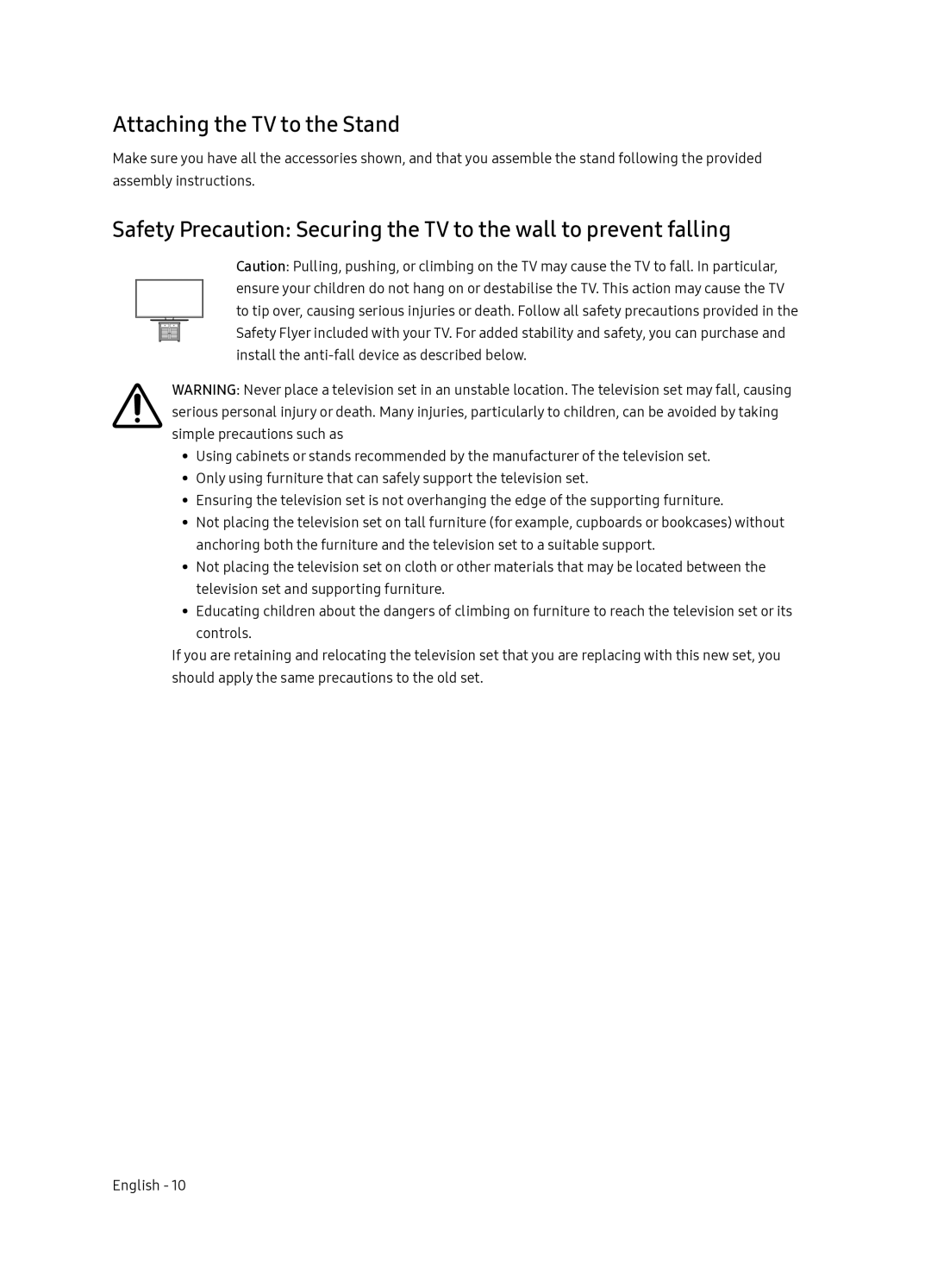 Samsung QE65Q7FNATXXC, QE55Q7FNATXXC manual Attaching the TV to the Stand 