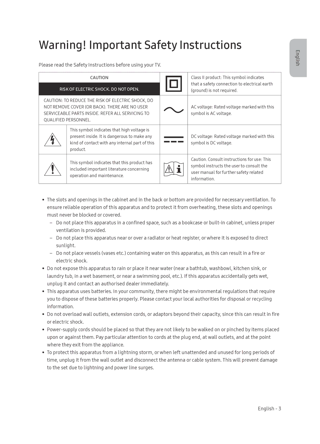 Samsung QE55Q7FNATXXC, QE65Q7FNATXXC manual Please read the Safety Instructions before using your TV 