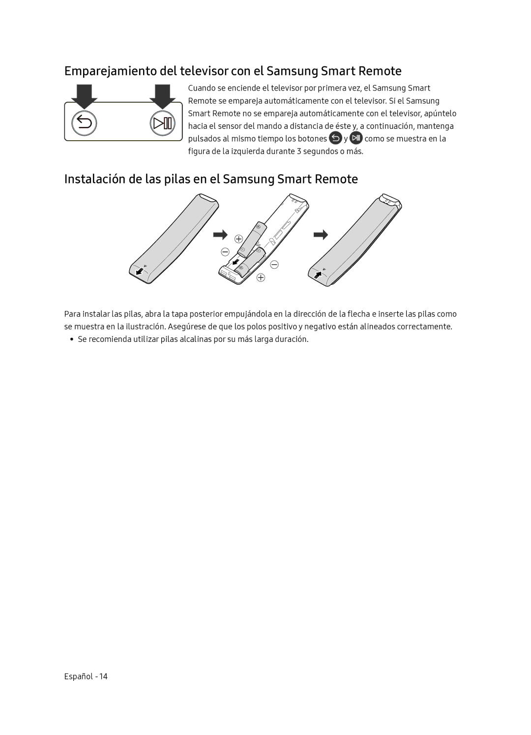 Samsung QE65Q7FNATXXC, QE55Q7FNATXXC manual Emparejamiento del televisor con el Samsung Smart Remote 