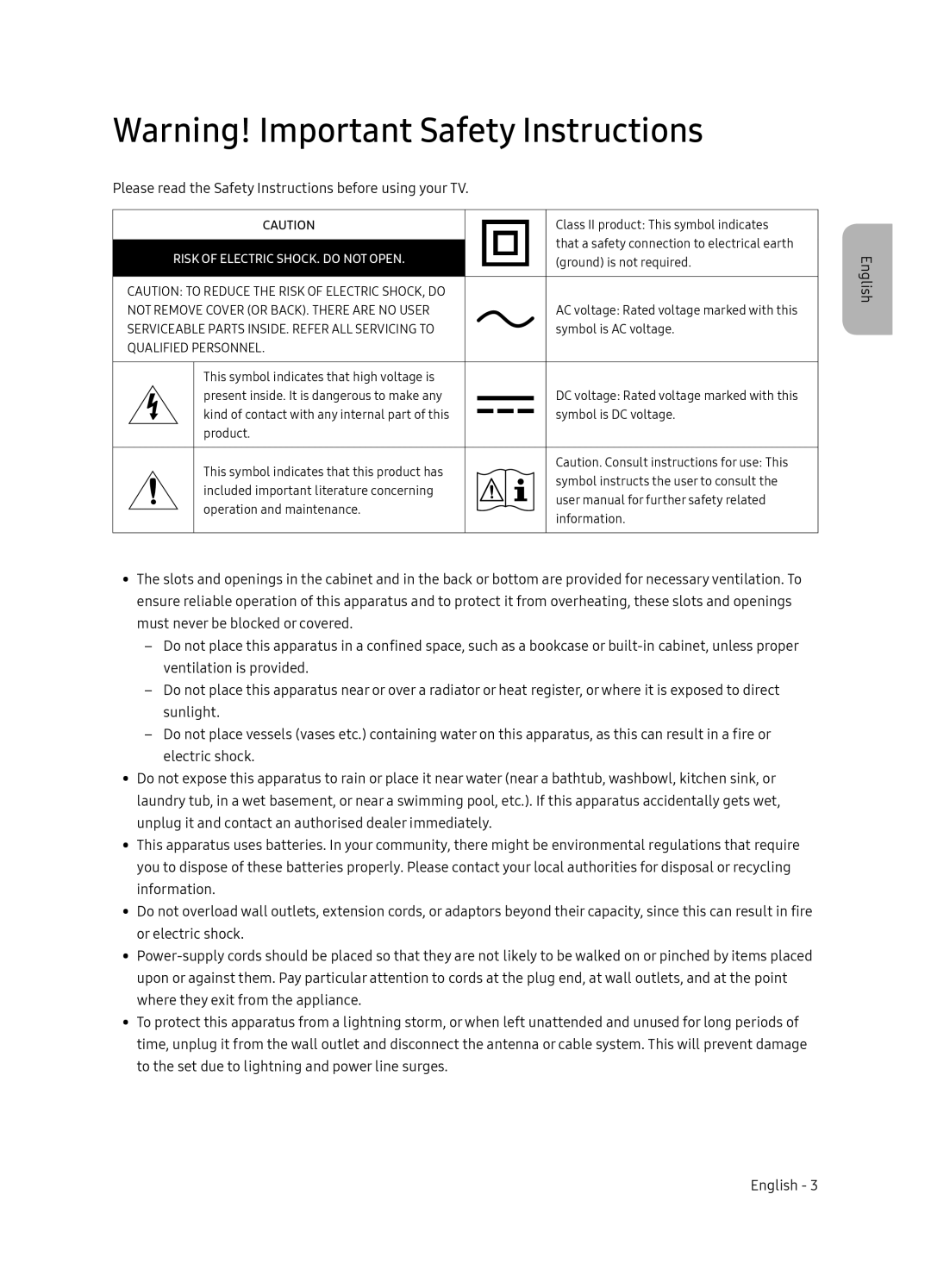 Samsung QE65Q7FNAUXRU manual Please read the Safety Instructions before using your TV 