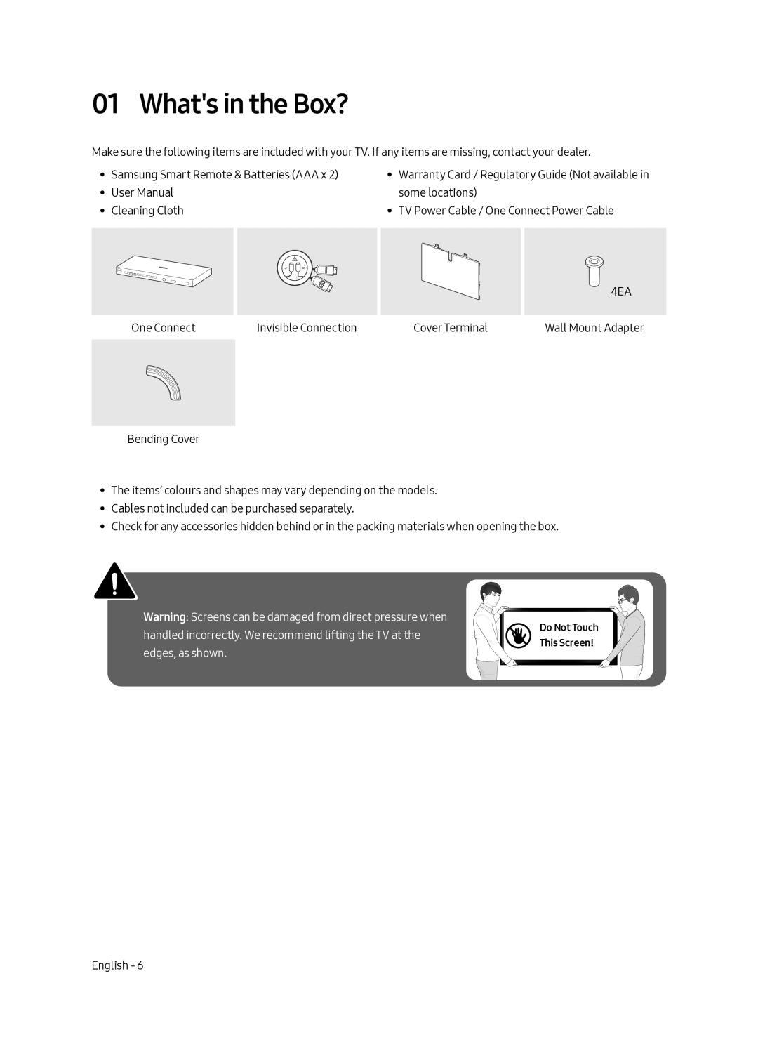 Samsung QE65Q8CAMTXSQ, QE75Q8CAMTXSQ manual Whats in the Box?, 4EA 