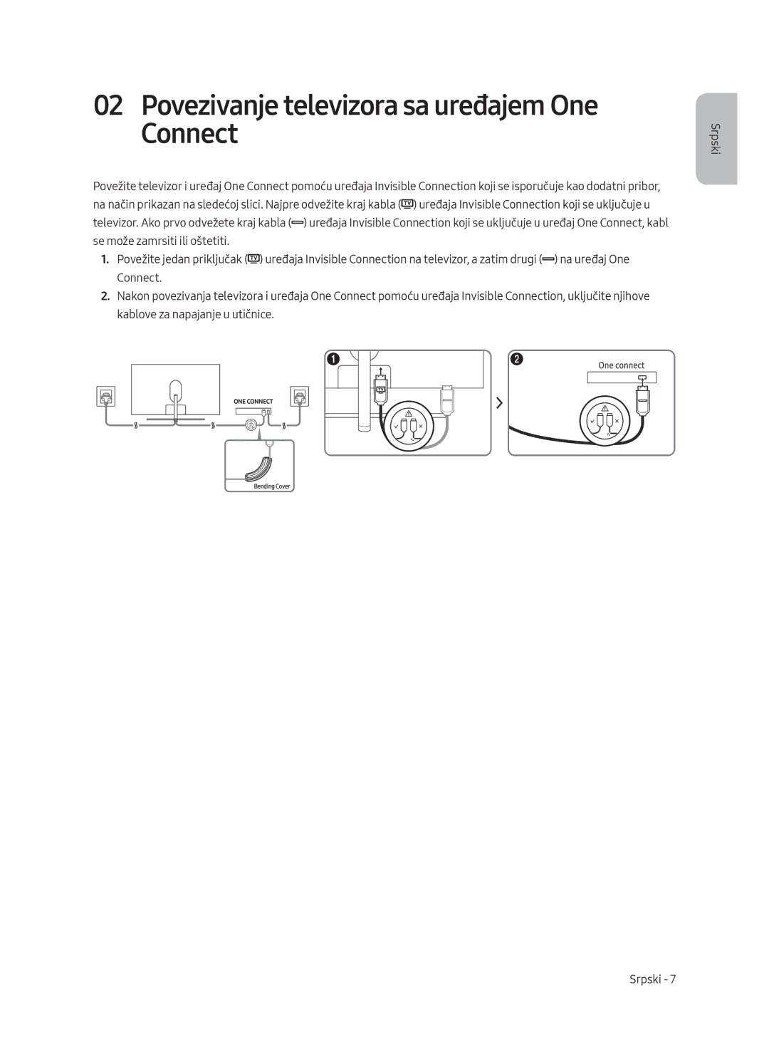 Samsung QE75Q8CAMTXXC, QE65Q8CAMTXZG, QE55Q8CAMTXXH, QE65Q8CAMTXXH manual Povezivanje televizora sa uređajem One Connect 