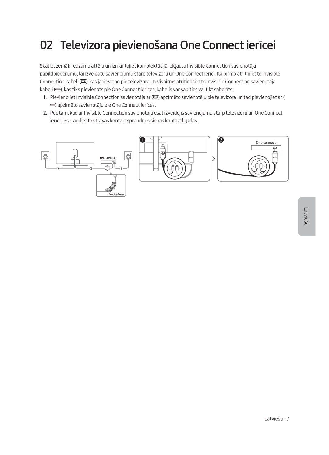 Samsung QE65Q8CAMTXXC, QE65Q8CAMTXZG, QE55Q8CAMTXXH, QE65Q8CAMTXXH, QE55Q8CAMTXZG Televizora pievienošana One Connect ierīcei 