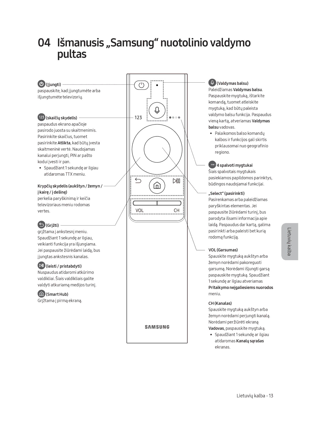 Samsung QE55Q8CAMTXXC, QE65Q8CAMTXZG, QE55Q8CAMTXXH, QE65Q8CAMTXXH 04 Išmanusis „Samsung nuotolinio valdymo pultas, Grįžti 