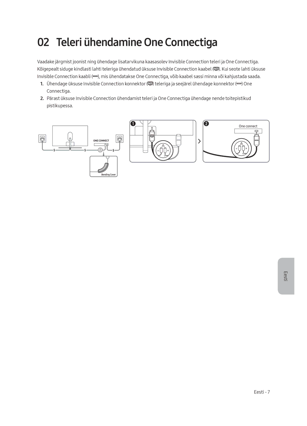 Samsung QE75Q8CAMTXZG, QE65Q8CAMTXZG, QE55Q8CAMTXXH, QE65Q8CAMTXXH, QE55Q8CAMTXZG manual Teleri ühendamine One Connectiga 