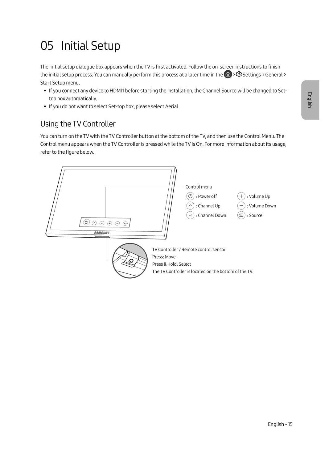 Samsung QE65Q8CAMUXRU, QE75Q8CAMUXRU, QE55Q8CAMUXRU manual Initial Setup, Using the TV Controller 