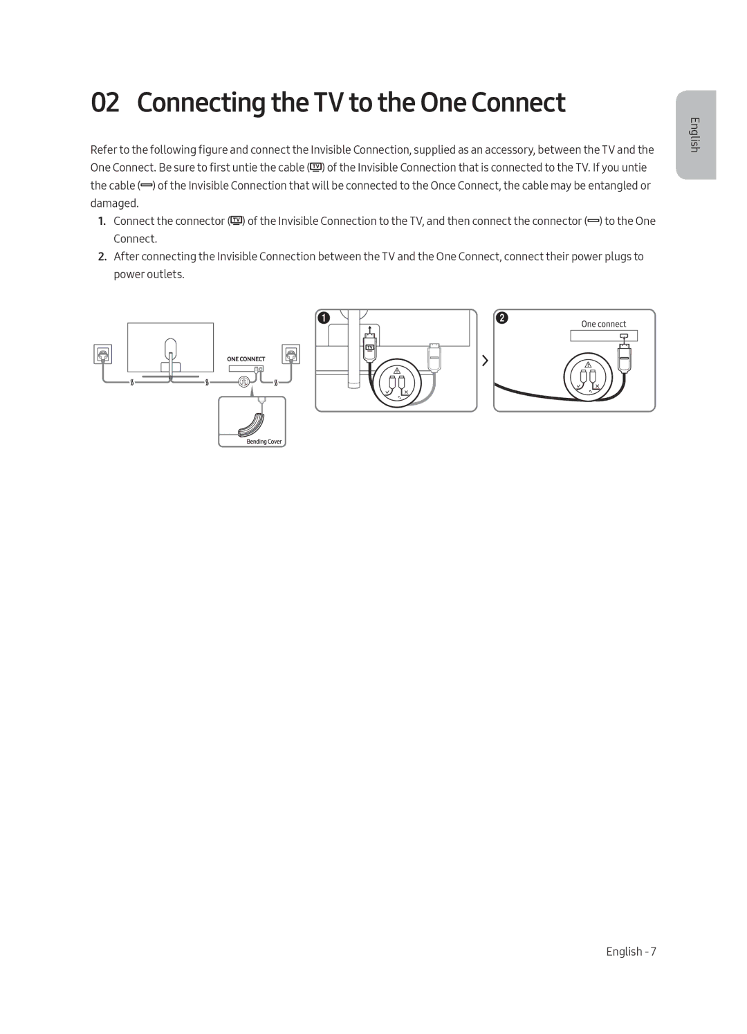 Samsung QE75Q8CAMTXZG, QE65Q8CGMTXZG, QE75Q8CGMTXZG, QE55Q8CGMTXZG, QE65Q8CAMTXZG manual Connecting the TV to the One Connect 