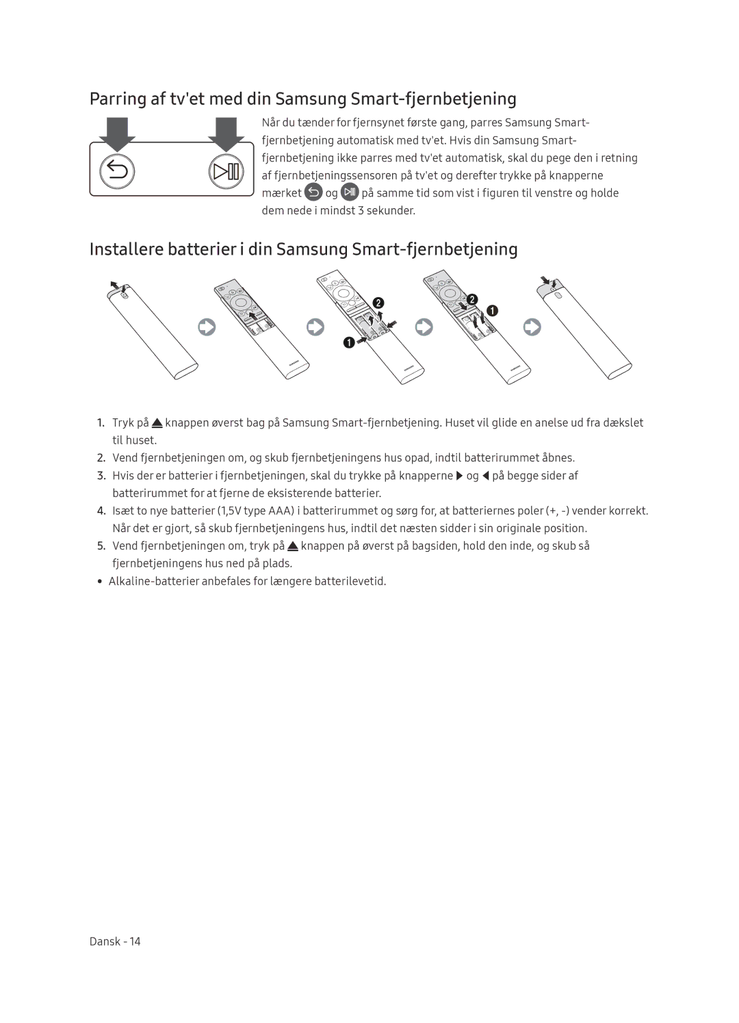 Samsung QE65Q8CNATXXC, QE65Q8CNATXXH manual Parring af tvet med din Samsung Smart-fjernbetjening 