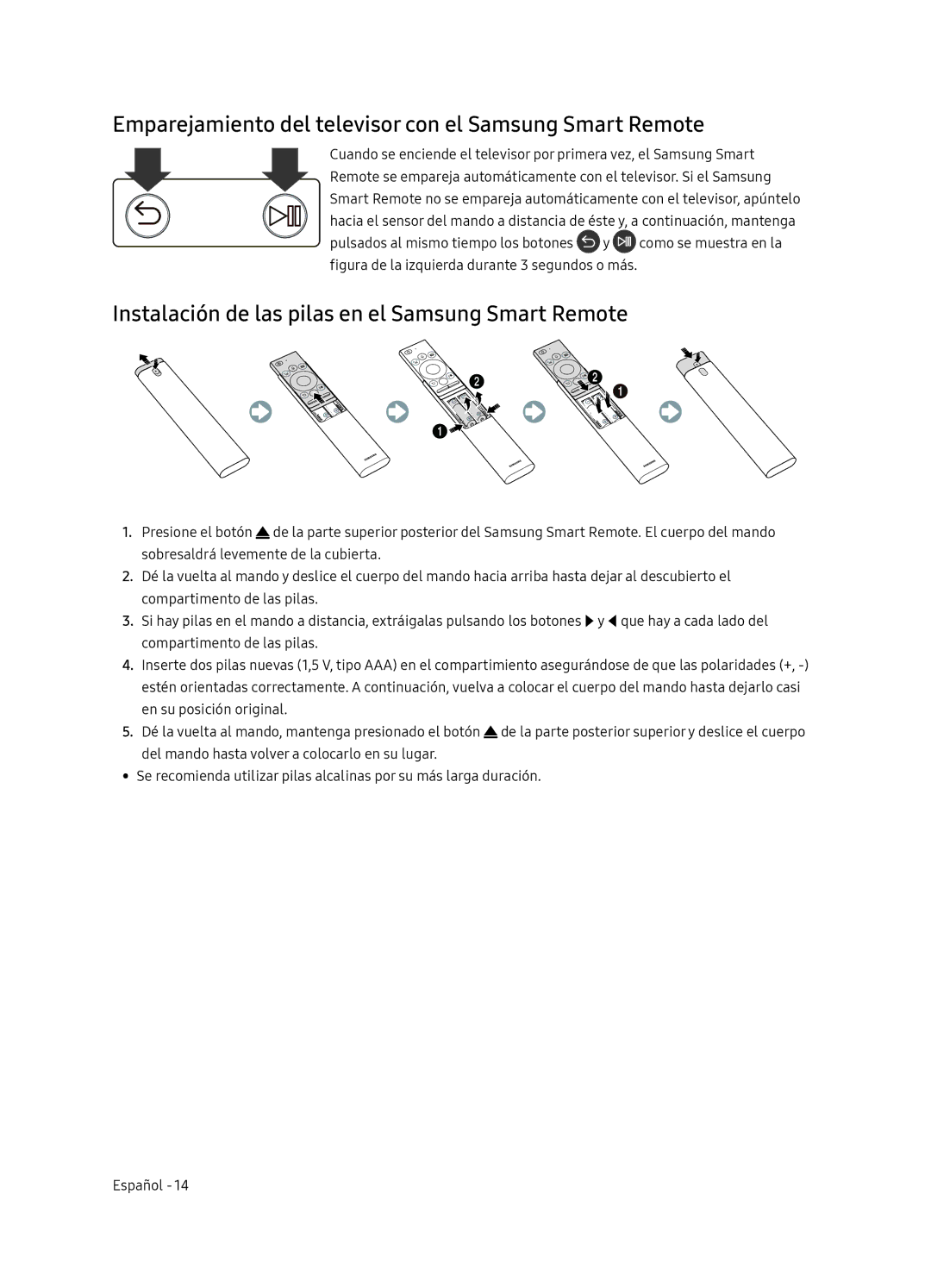 Samsung QE65Q8CNATXXC, QE65Q8CNATXXH manual Emparejamiento del televisor con el Samsung Smart Remote 