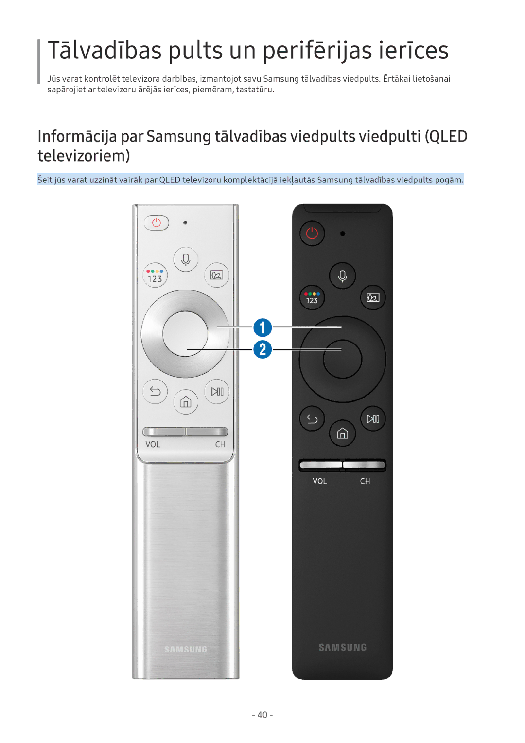 Samsung UE49NU8002TXXH, QE65Q8CNATXXH, UE65NU7402UXXH, QE75Q7FNATXXH, QE55Q9FNATXXH Tālvadības pults un perifērijas ierīces 