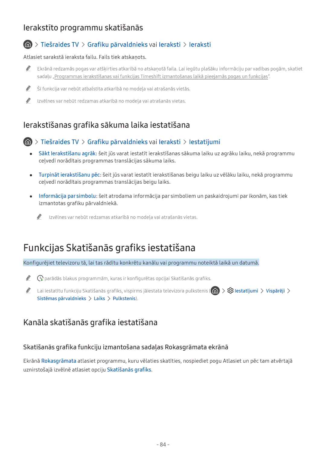 Samsung QE65Q8CNATXXH, UE65NU7402UXXH manual Funkcijas Skatīšanās grafiks iestatīšana, Ierakstīto programmu skatīšanās 