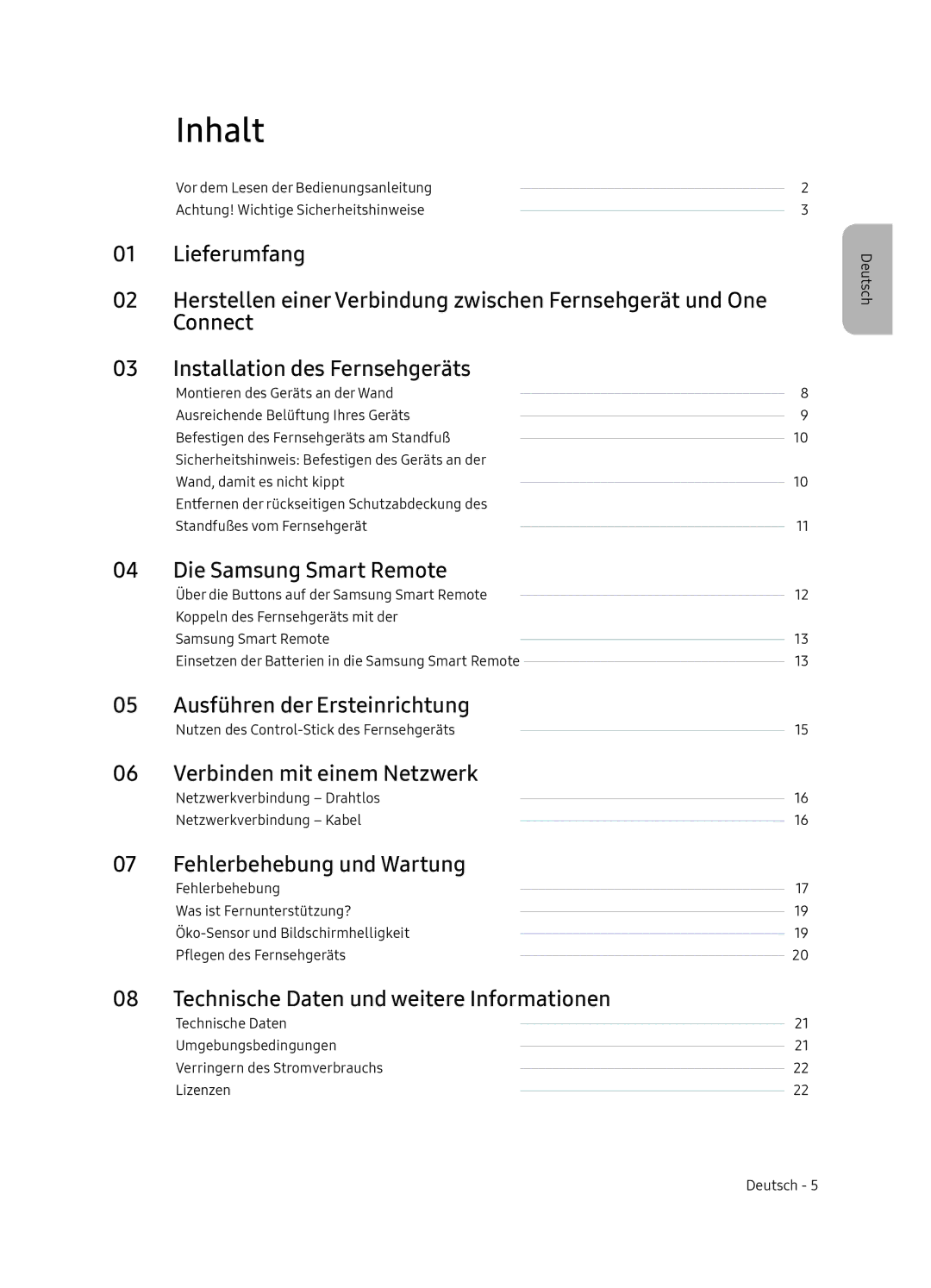 Samsung QE65Q8CNATXXH manual Inhalt 