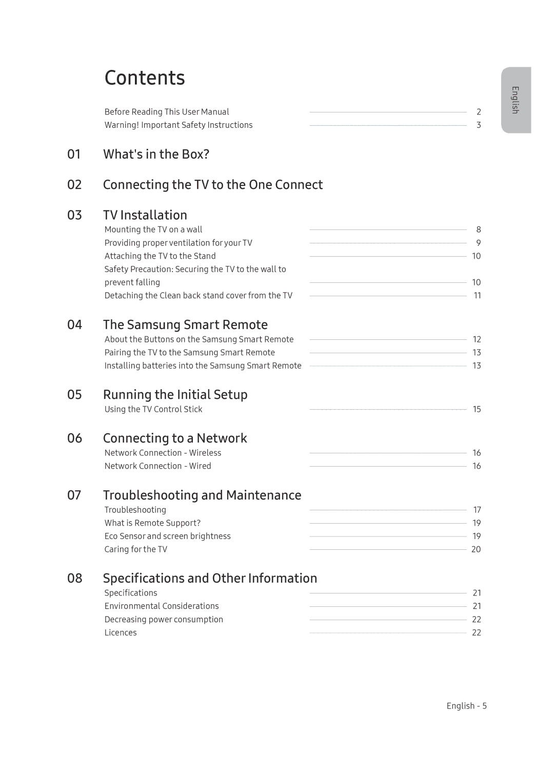 Samsung QE65Q8CNATXXH manual Contents 