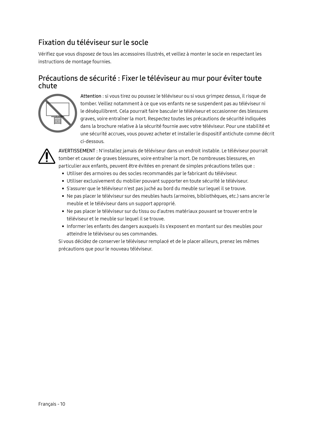 Samsung QE65Q8CNATXXH manual Fixation du téléviseur sur le socle 