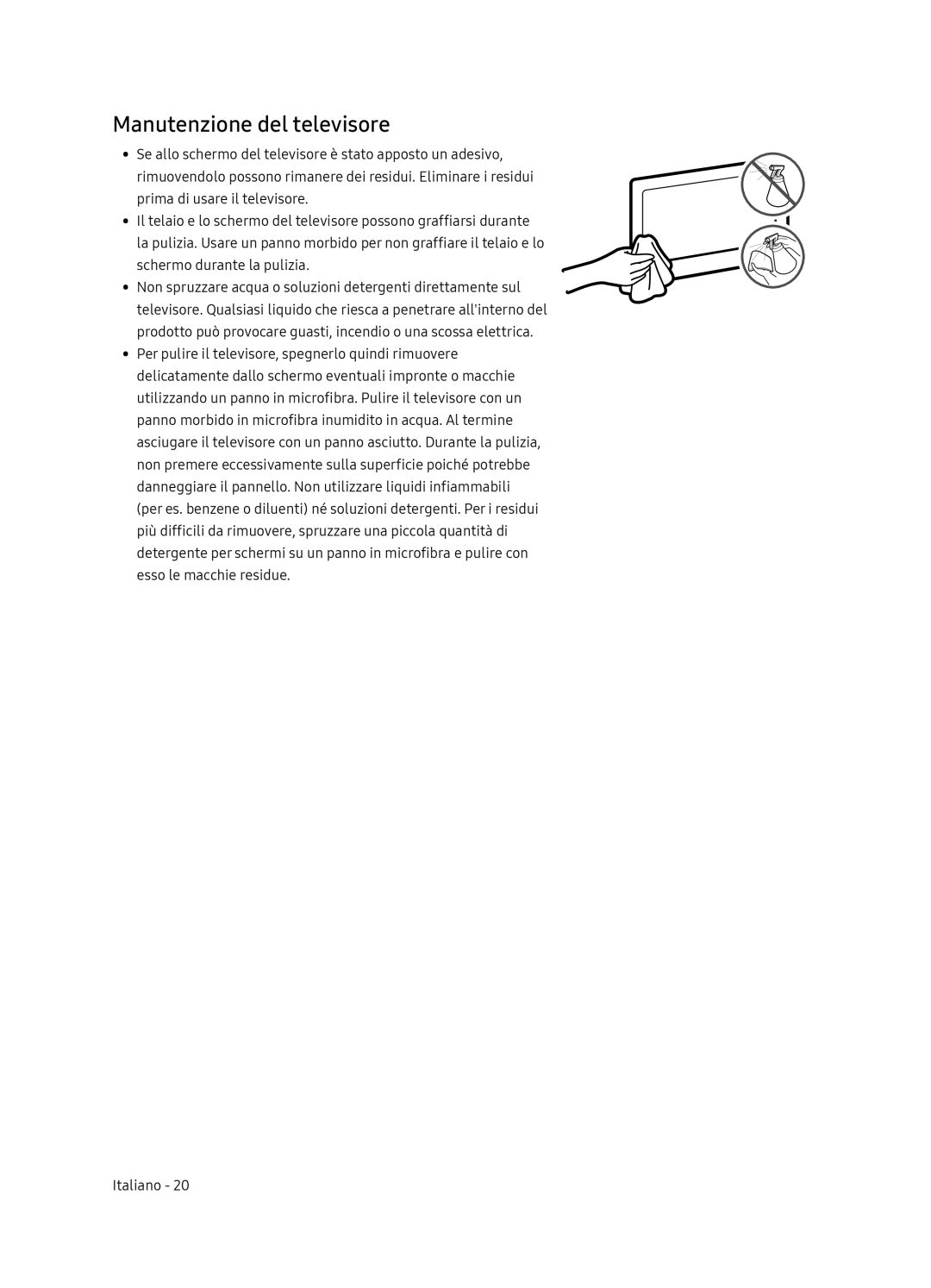 Samsung QE65Q8CNATXXH manual Manutenzione del televisore 