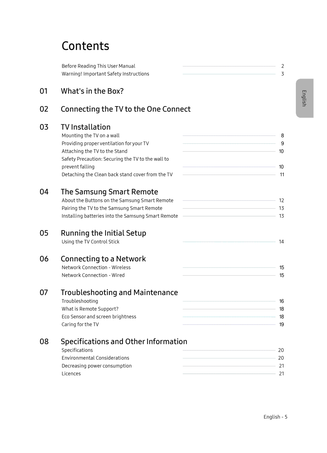 Samsung QE65Q8CNAUXRU manual Contents 