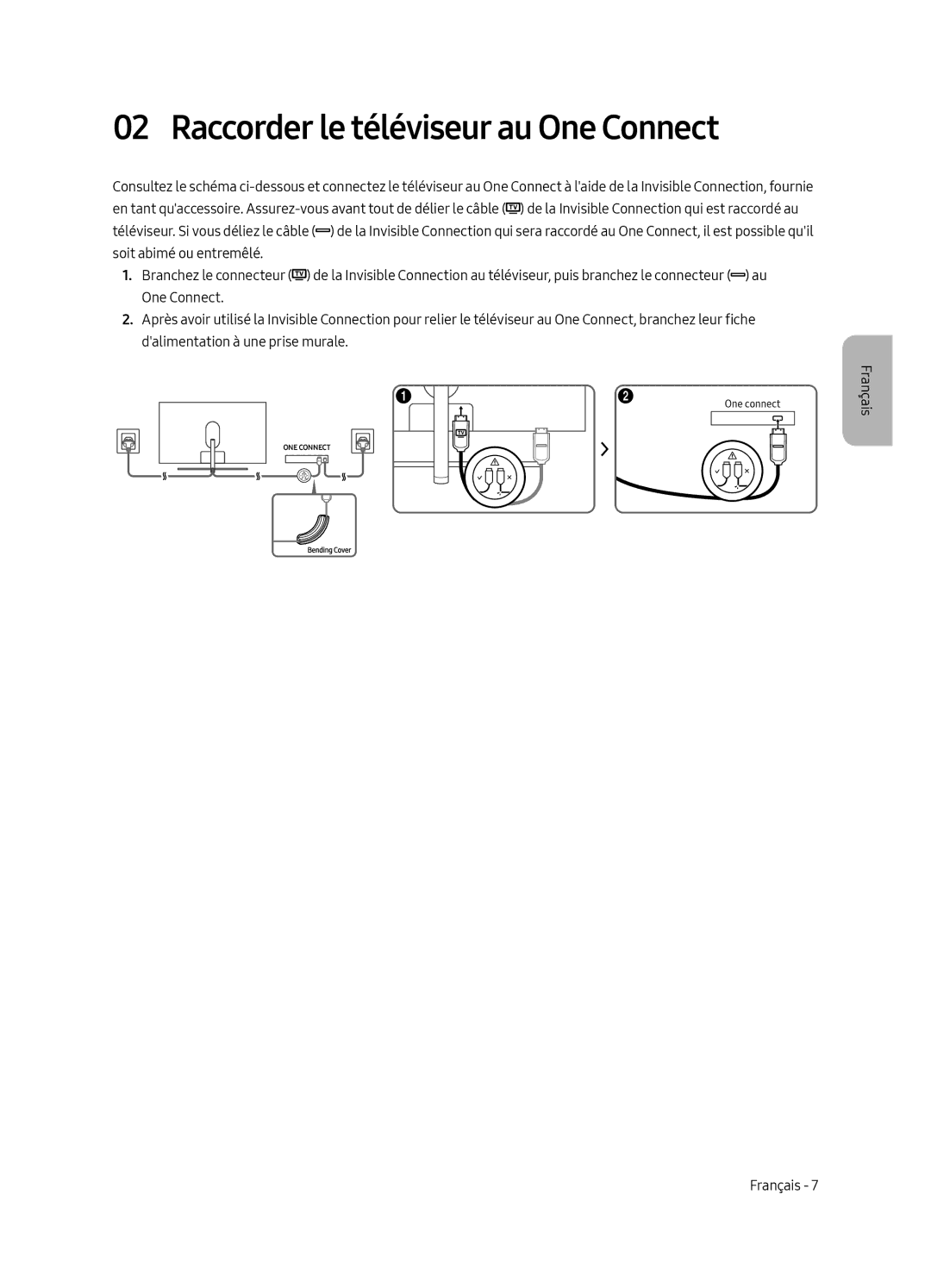 Samsung QE65Q8FAMTXXH, QE65Q8FGMTXZG, QE55Q8FGMTXZG, QE65Q8FAMTXZG, QE55Q8FAMTXZG manual Raccorder le téléviseur au One Connect 