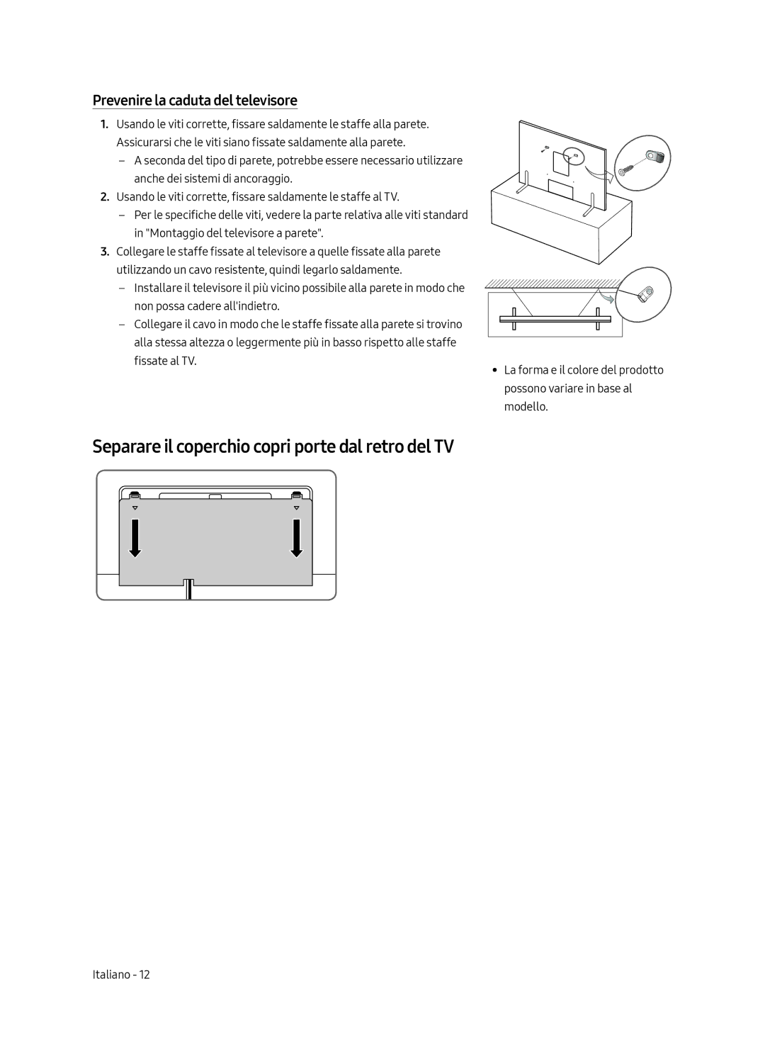 Samsung QE88Q9FAMTXZT, QE65Q9FAMTXXH, QE65Q9FAMTXZT, QE88Q9FAMTXXH manual Prevenire la caduta del televisore 