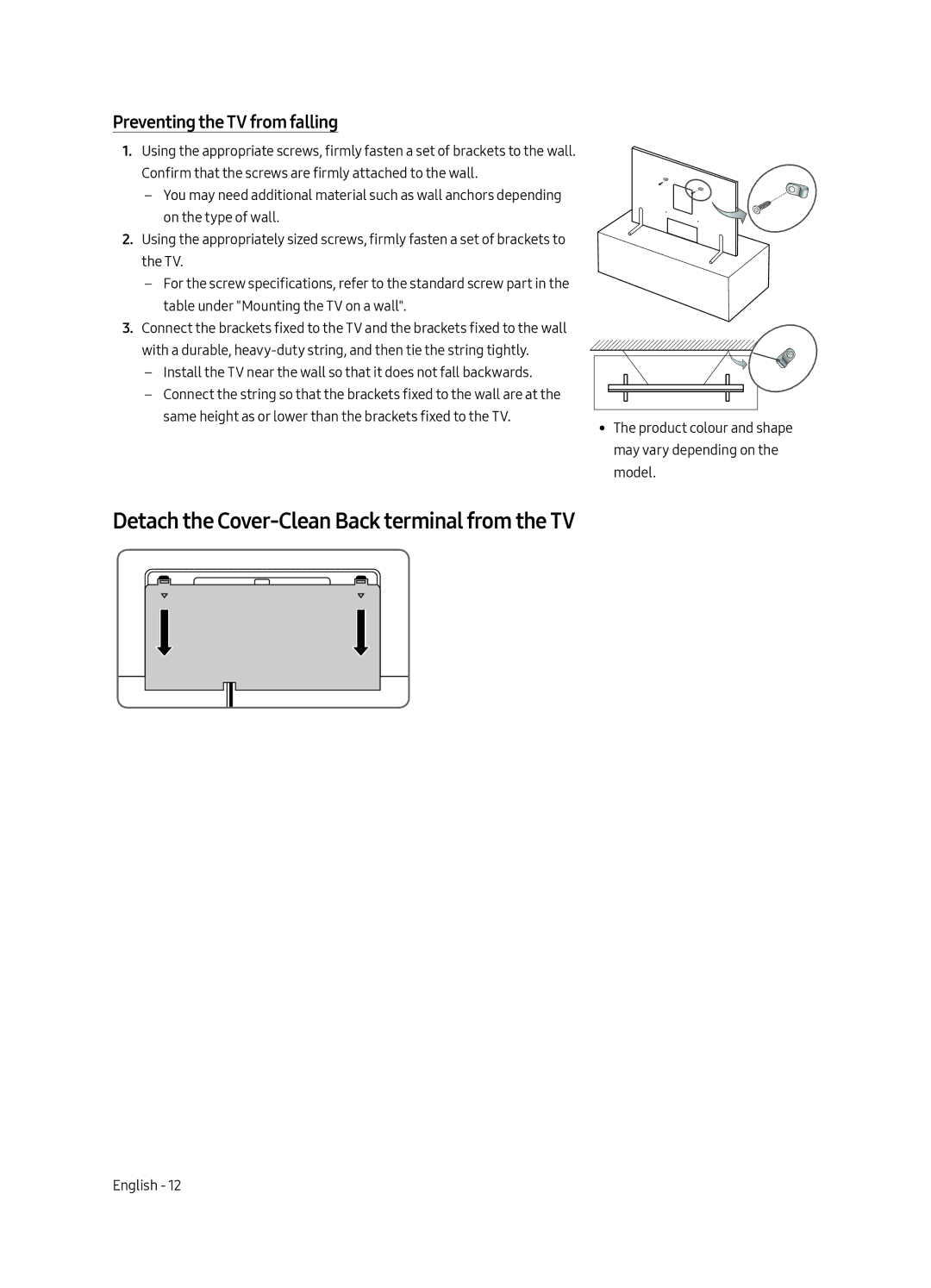 Samsung QE65Q9FAMTXXH, QE88Q9FAMTXXC, QE65Q9FAMTXXC, QE88Q9FAMTXXH manual Preventing the TV from falling 