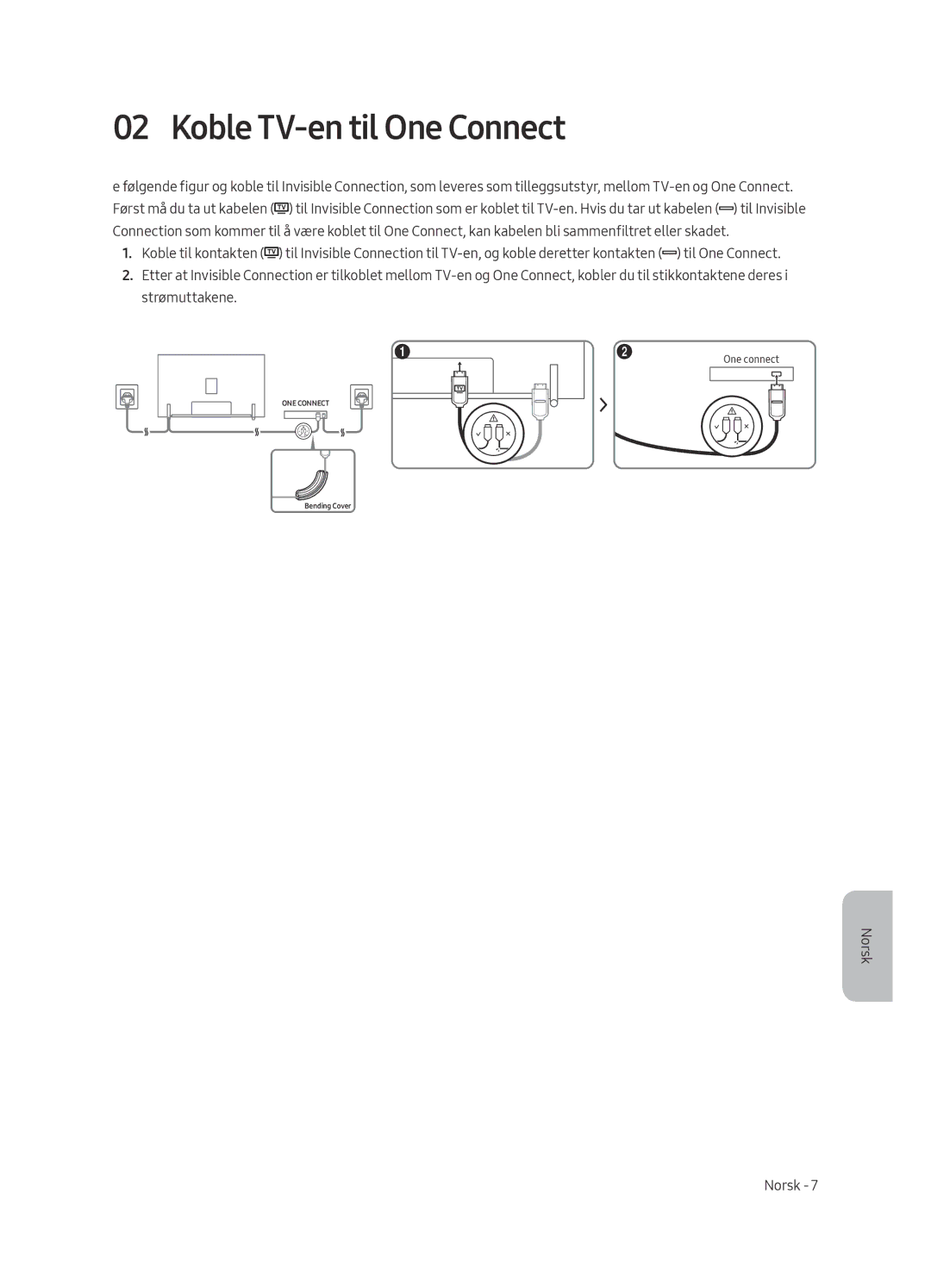 Samsung QE88Q9FAMTXXC, QE65Q9FAMTXXH, QE65Q9FAMTXXC, QE88Q9FAMTXXH manual Koble TV-en til One Connect 