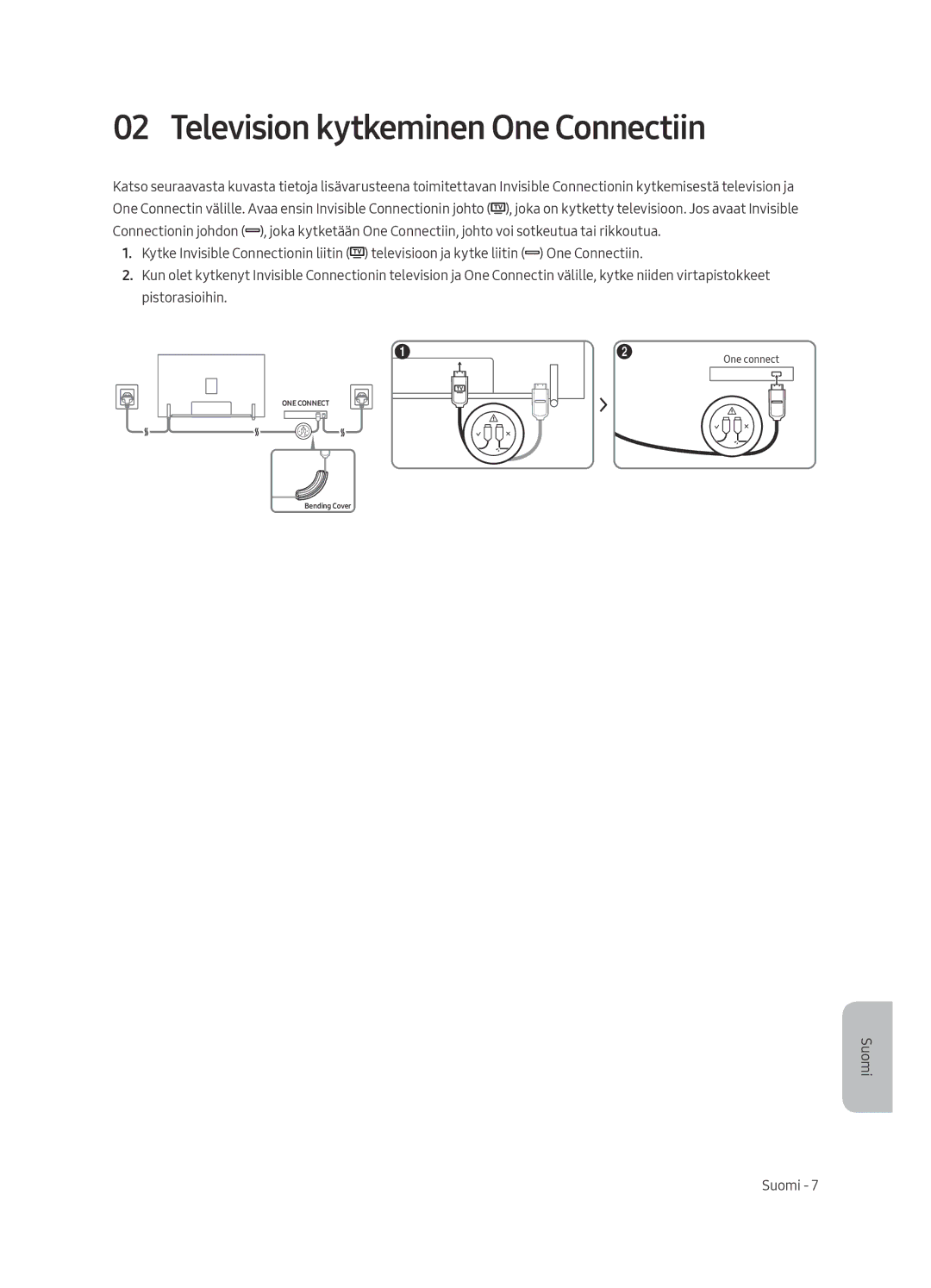 Samsung QE88Q9FAMTXXH, QE65Q9FAMTXXH, QE88Q9FAMTXXC, QE65Q9FAMTXXC manual Television kytkeminen One Connectiin 