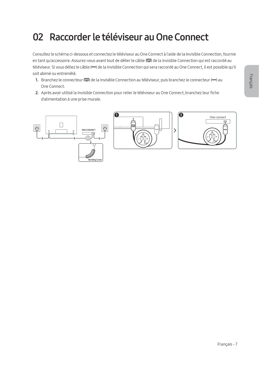 Samsung QE88Q9FAMTXXC, QE65Q9FAMTXXH, QE65Q9FAMTXXC, QE88Q9FAMTXXH manual Raccorder le téléviseur au One Connect 