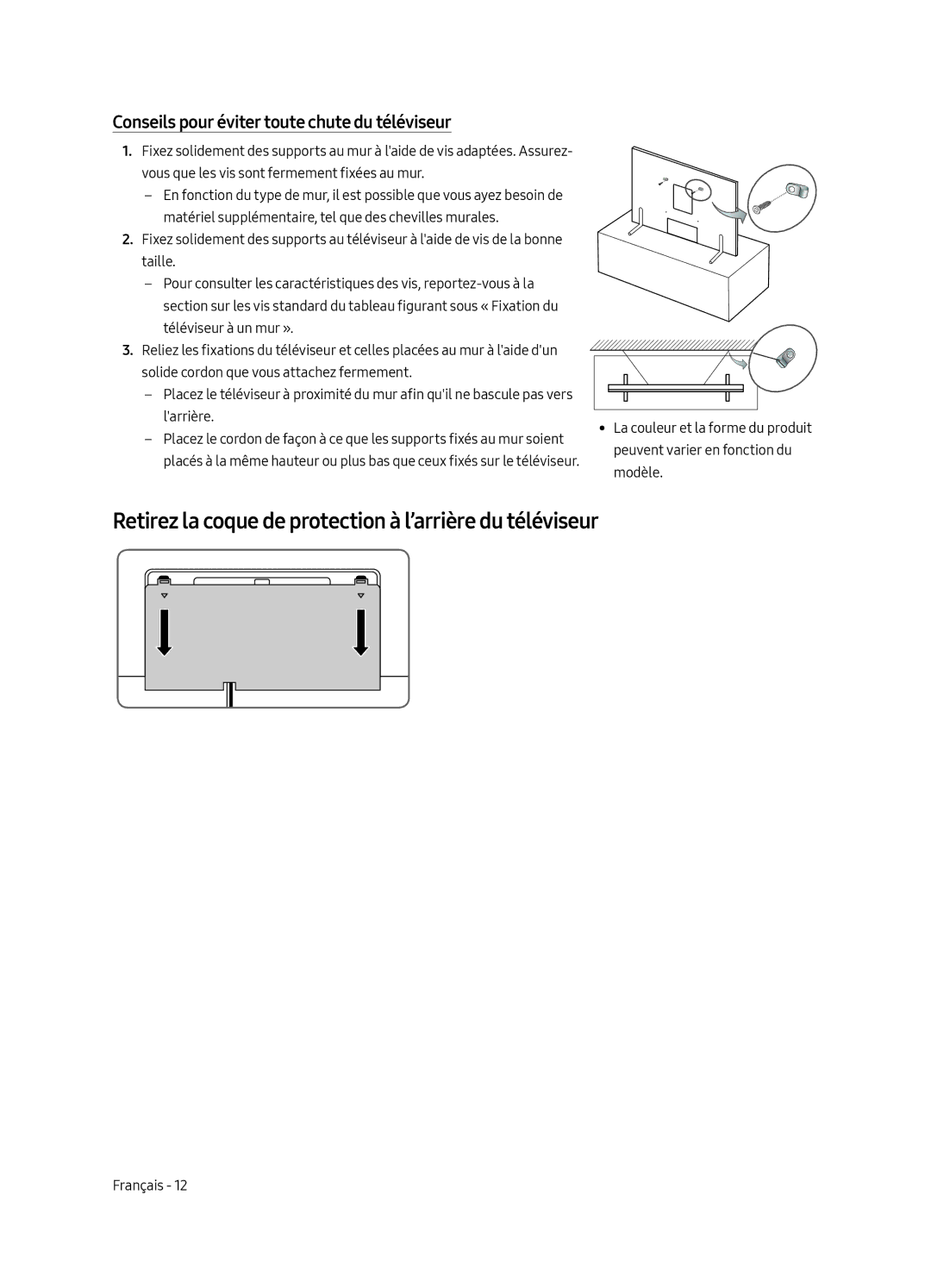 Samsung QE65Q9FAMTXXC, QE65Q9FAMTXXH, QE88Q9FAMTXXC, QE88Q9FAMTXXH Retirez la coque de protection à l’arrière du téléviseur 