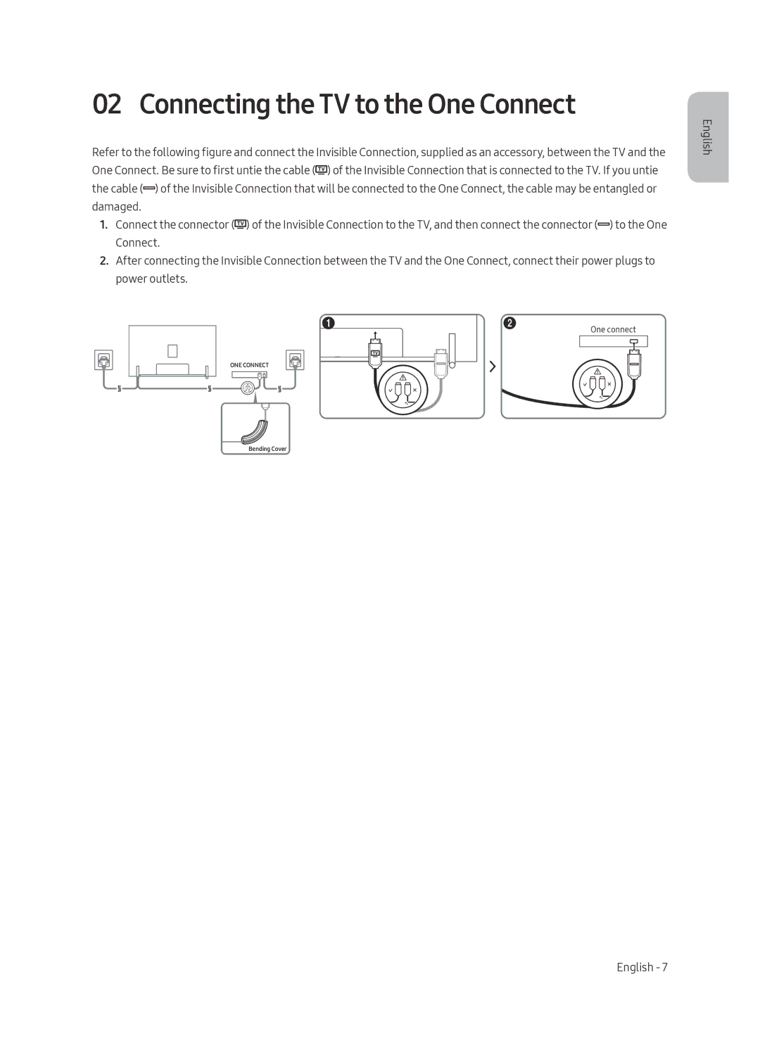 Samsung QE88Q9FAMTXXH, QE65Q9FAMTXXH, QE88Q9FAMTXXC, QE65Q9FAMTXXC manual Connecting the TV to the One Connect 