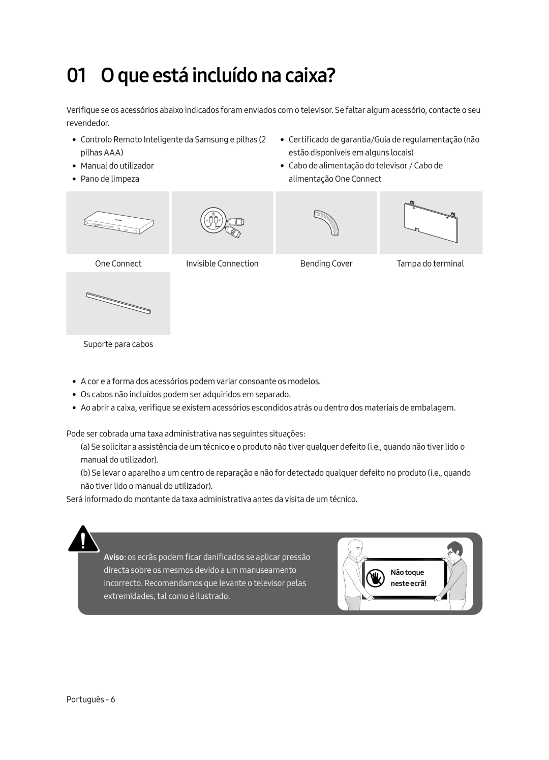 Samsung QE65Q9FAMTXXH, QE88Q9FAMTXXC, QE65Q9FAMTXXC, QE88Q9FAMTXXH manual Que está incluído na caixa? 