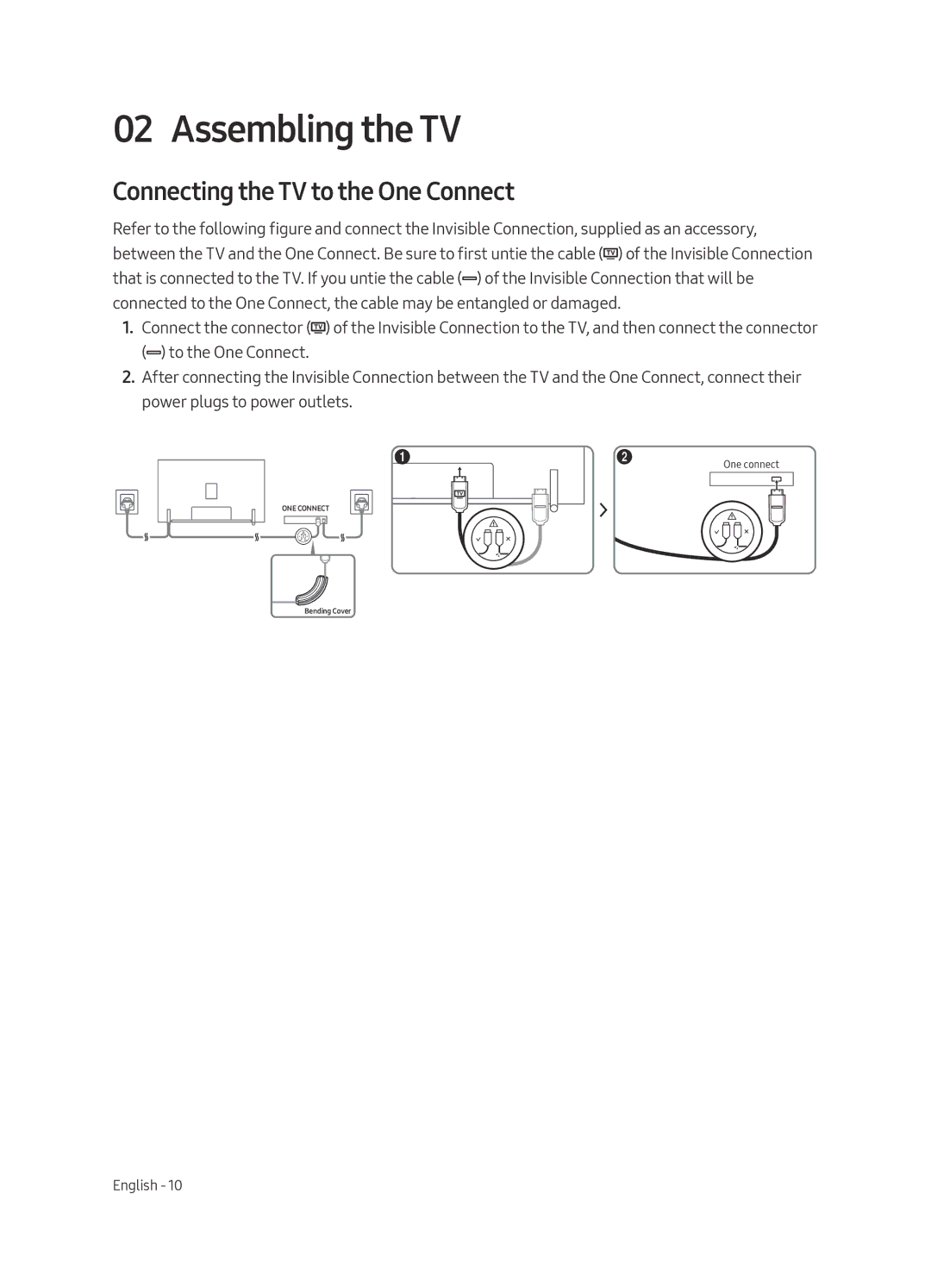 Samsung QE65Q9FAMTXXH, QE88Q9FAMTXXH manual Assembling the TV, Connecting the TV to the One Connect 