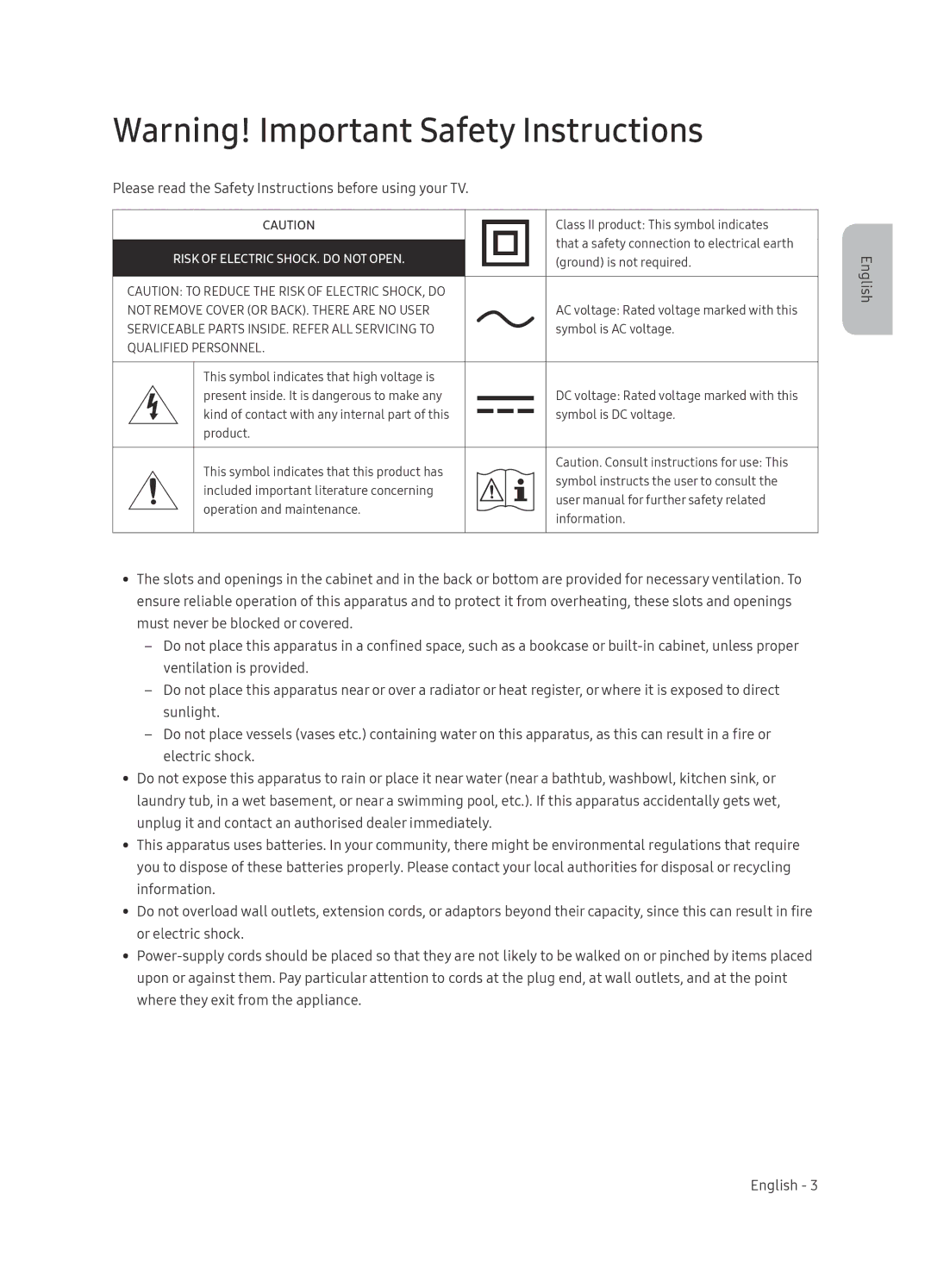 Samsung QE65Q9FNAUXRU manual Please read the Safety Instructions before using your TV 