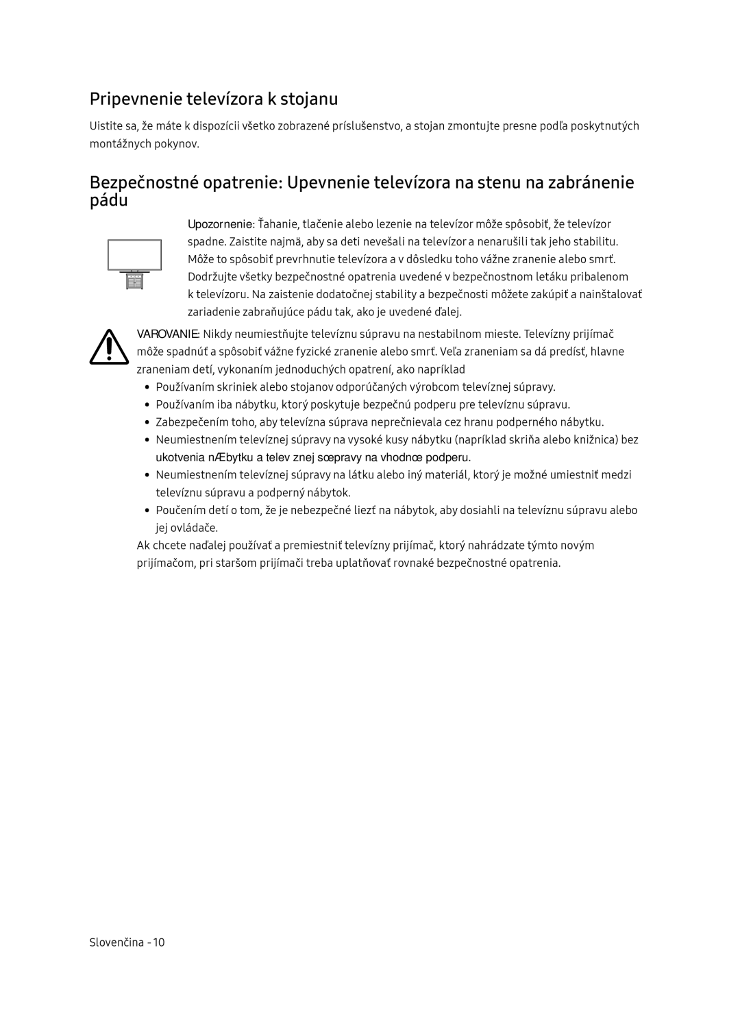 Samsung QE65Q7FNATXXH, QE75Q7FNATXXH, QE55Q7FNATXXH manual Pripevnenie televízora k stojanu 