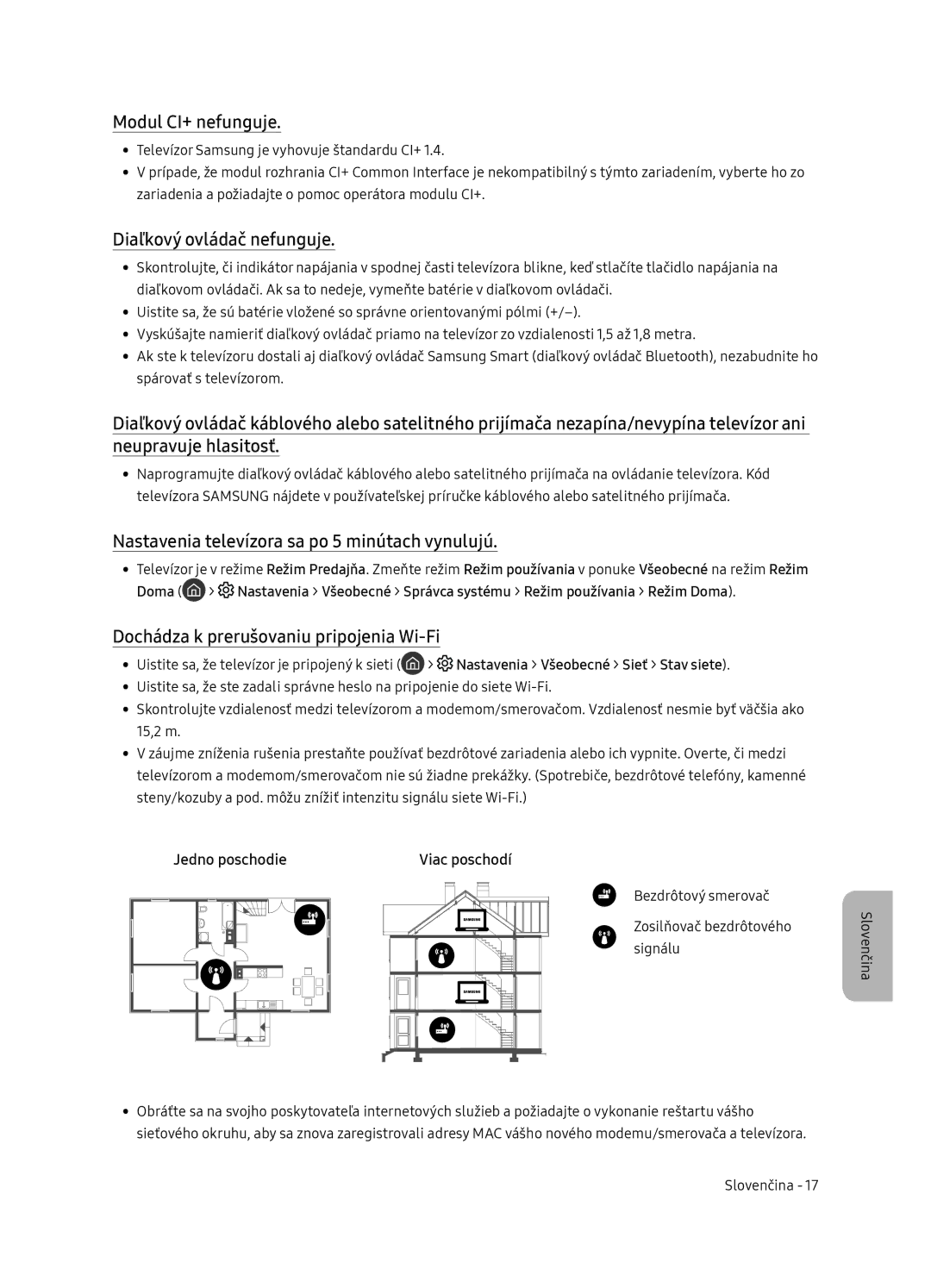 Samsung QE75Q7FNATXXH Modul CI+ nefunguje, Diaľkový ovládač nefunguje, Nastavenia televízora sa po 5 minútach vynulujú 